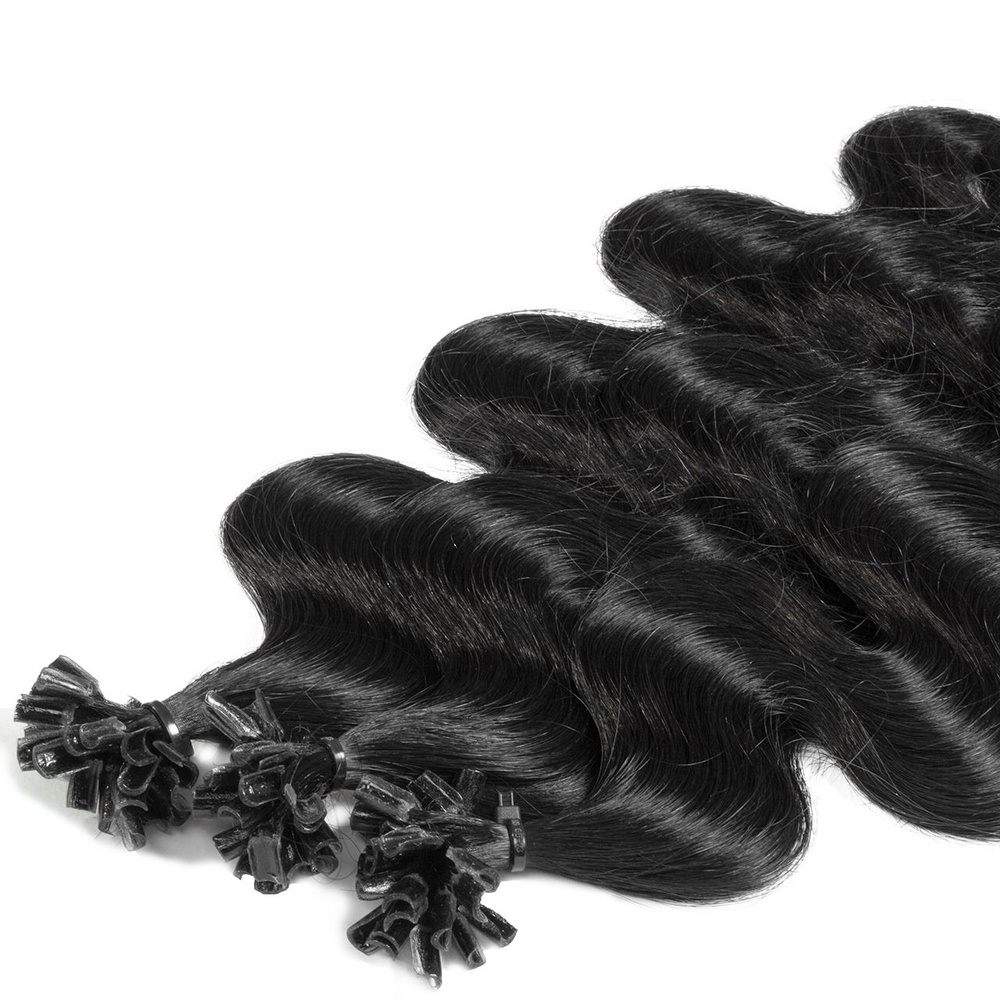 hair2heart Extensions à chaud Bonding Premium cheveux naturels #1b Noir naturel 0.5g extensions