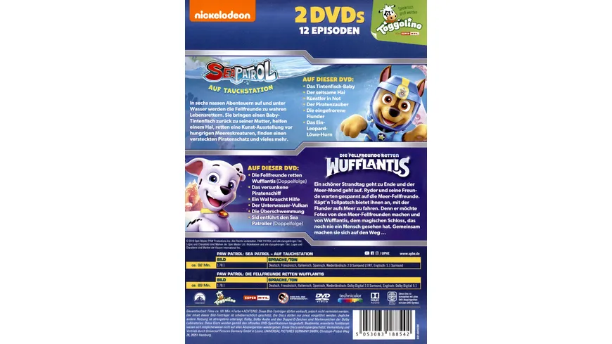 Paw Patrol - Sea Patrol & Paw Patrol - Die Fellfreunde retten Wufflantis  [2 DVDs]