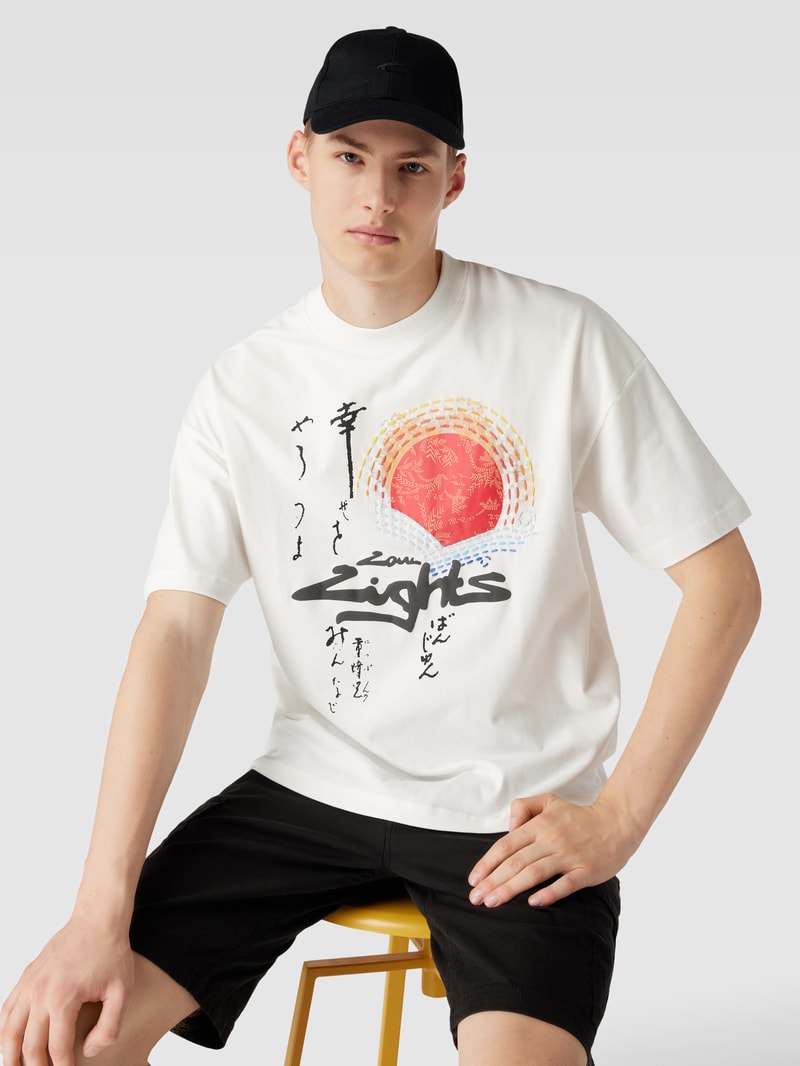 Oversized T-Shirt mit Label-Print in offwhite