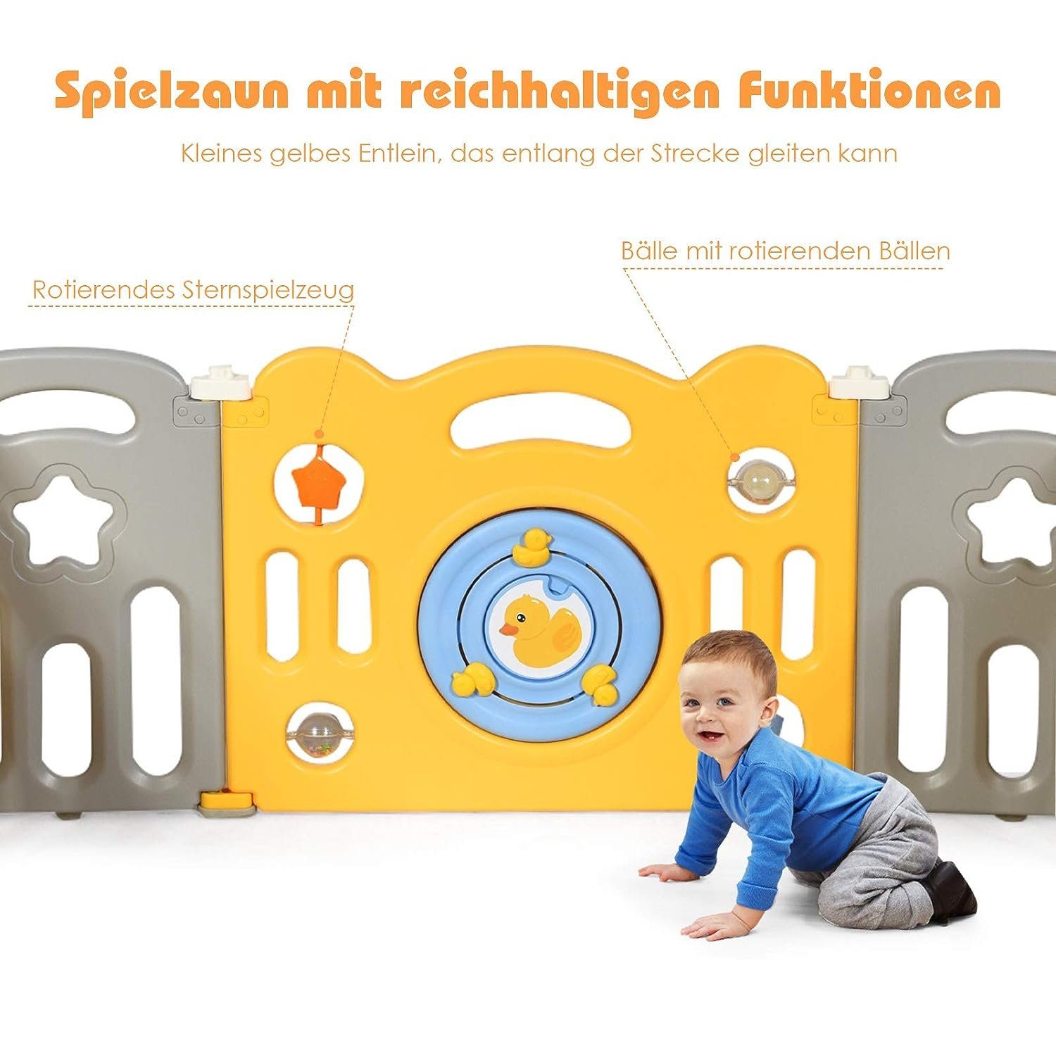 KOMFOTTEU Laufgitter Laufstall (14-tlg), mit Tür& Schlossdesign, 14 Teilen