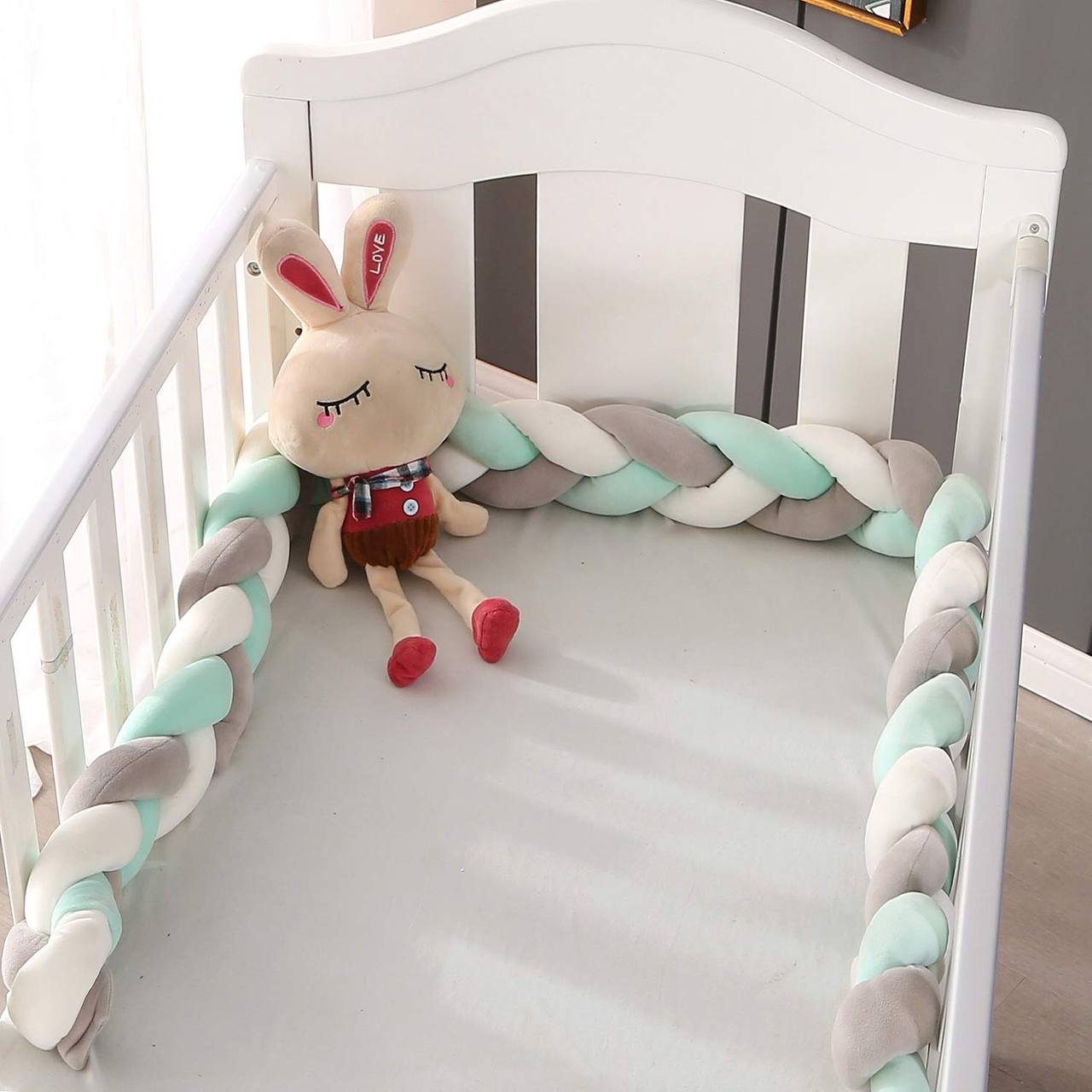 Bettumrandung VIVILINEN, Babybett Kantenschutz Kopfschutz Dekoration für Krippe Kinderbett