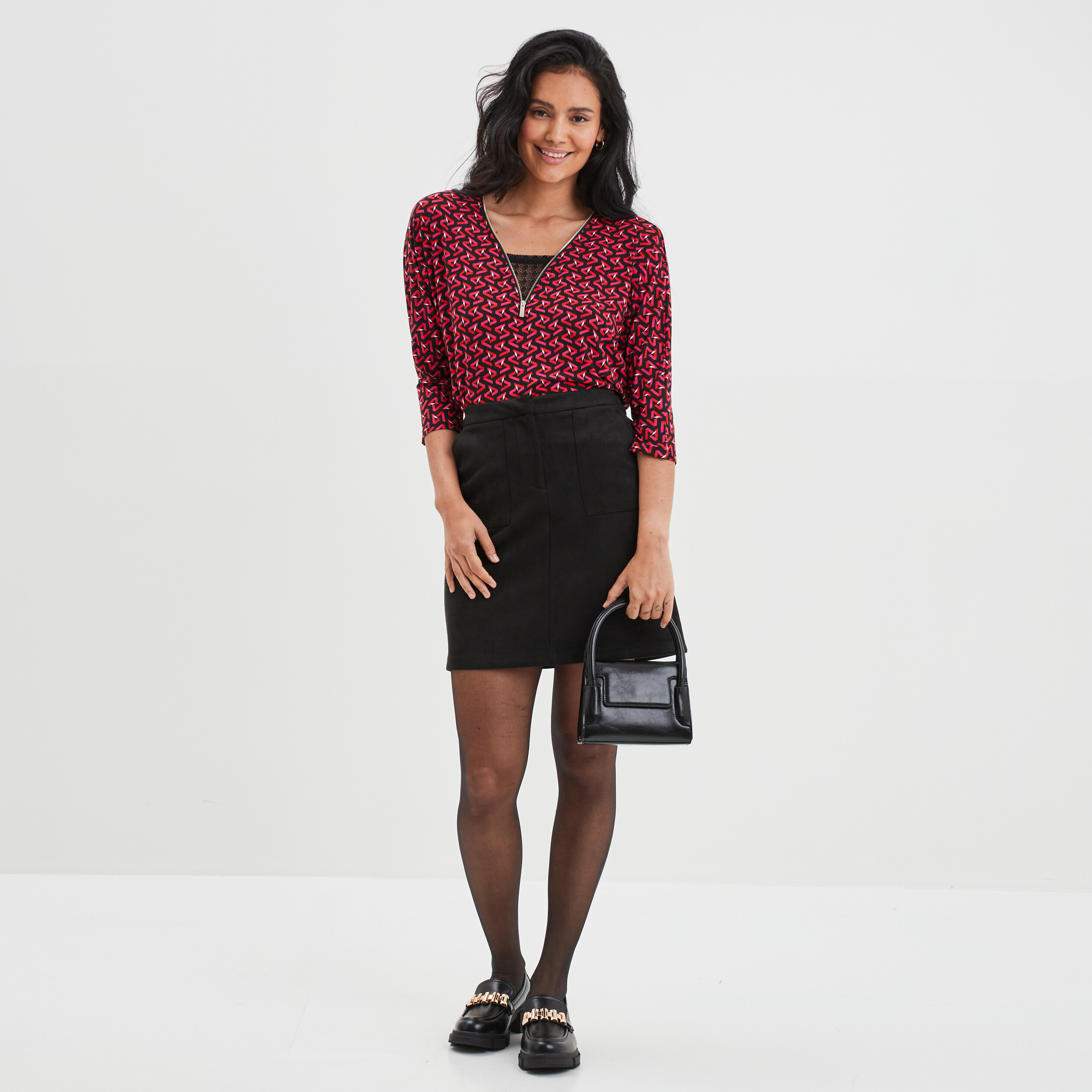 T-shirt manches 3 4 noir femme | La Halle
