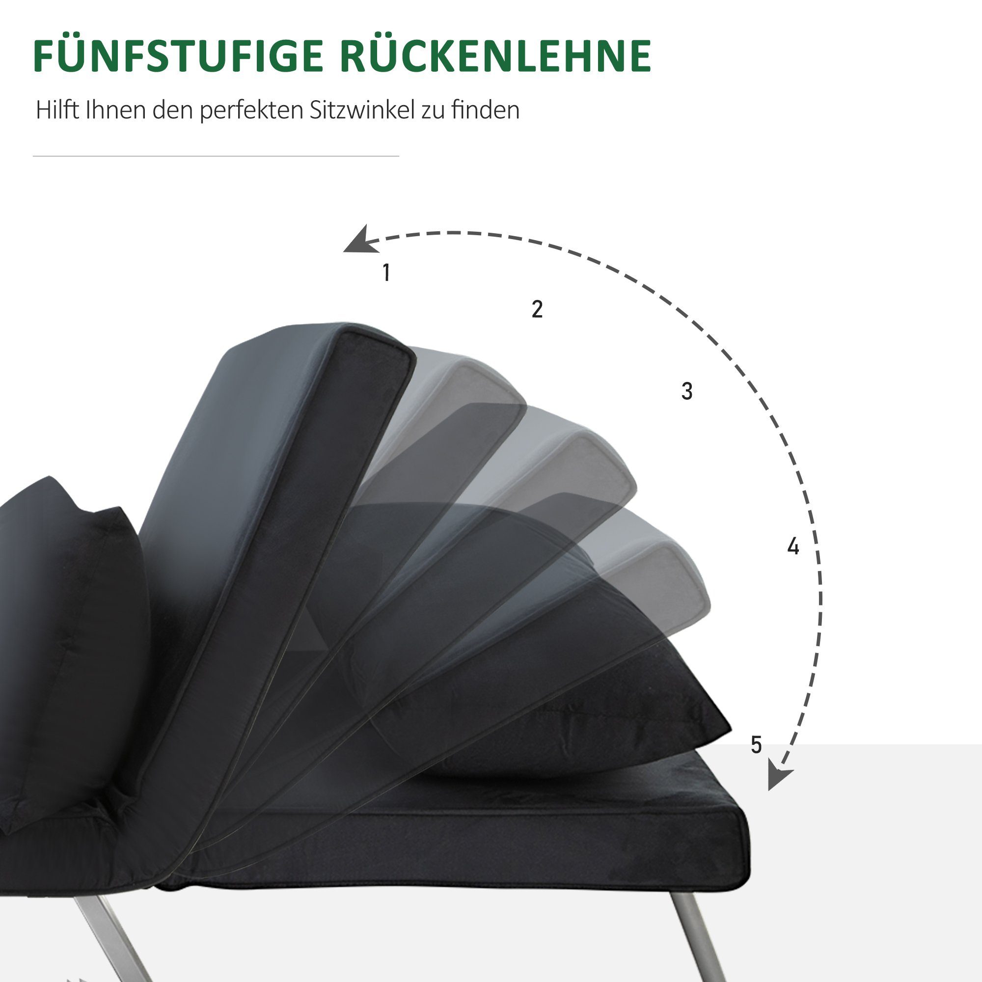 HOMCOM Sessel Schlafsessel mit Armlehne 2-in-1 Gästebett (Klappbett, 1-St., Schlafsofa), verstellbare Rückenlehne