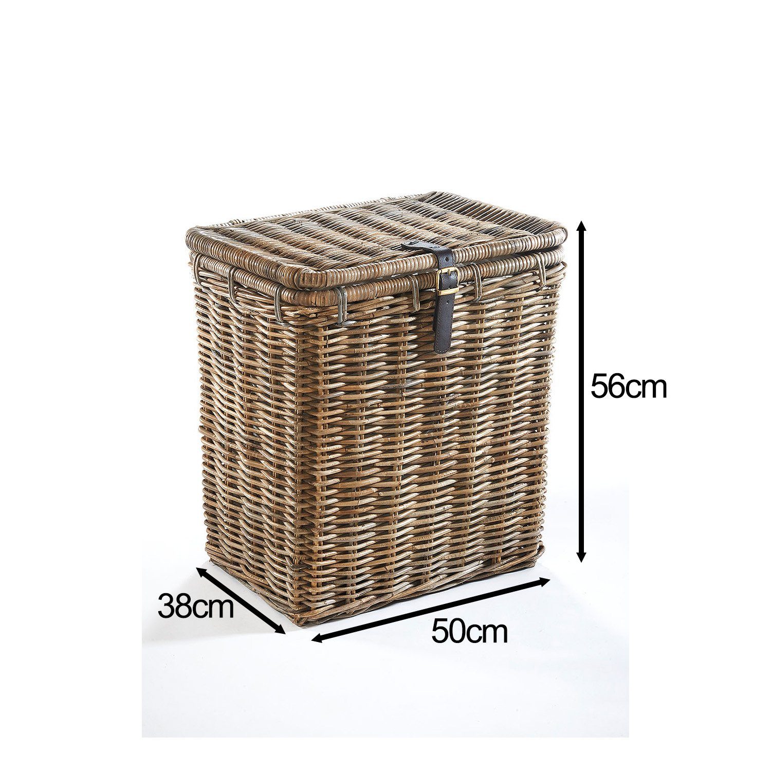 Kobolo Wäschekorb Wäschebehälter eckig Rattan Kubu-Grey 50x38x56 cm