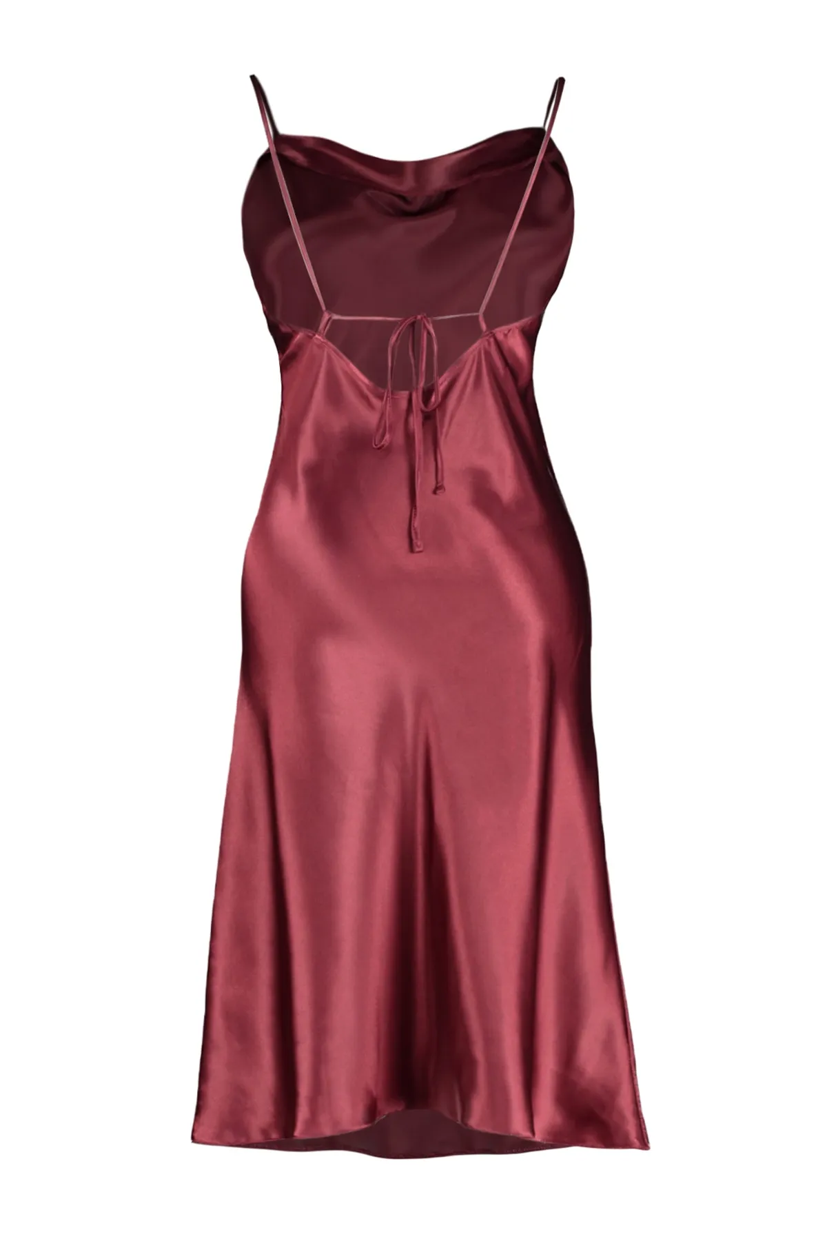 Trendyol Curve  Burgunderrotes, detailliertes Nachthemd aus Satin mit gewebter Rückseite TBBSS22GC00001