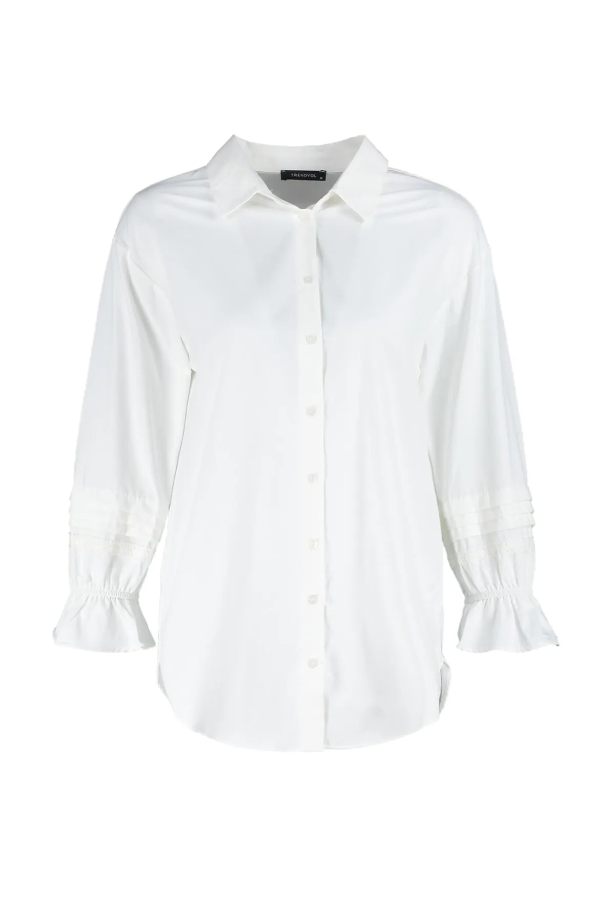 Trendyol Modest  Ecrufarbenes, besticktes Hemd aus gewebter Baumwolle TCTSS23TG00033