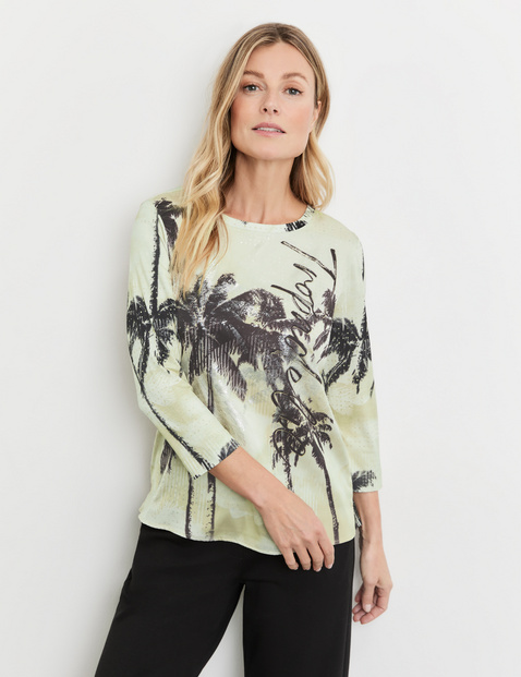 3/4 Arm Shirt mit Material-Patch und Wording
