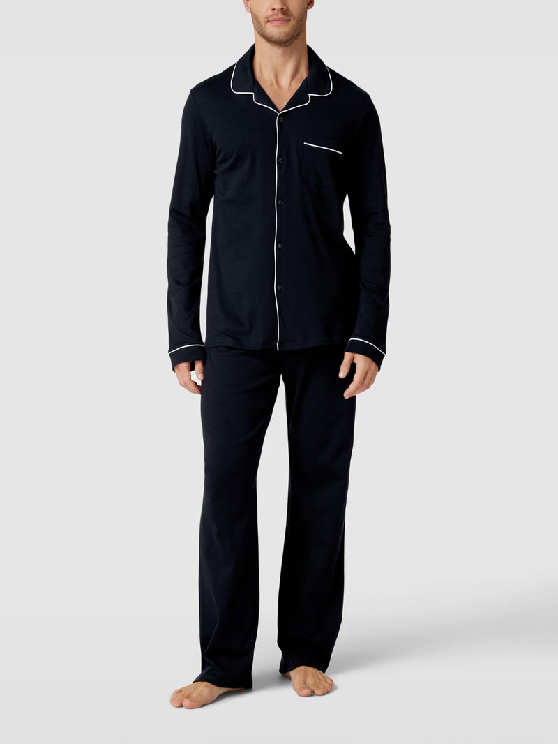 Pyjama aus Baumwolle Modell 'FINE INTERLOCK Pyjama lang' in dunkelblau