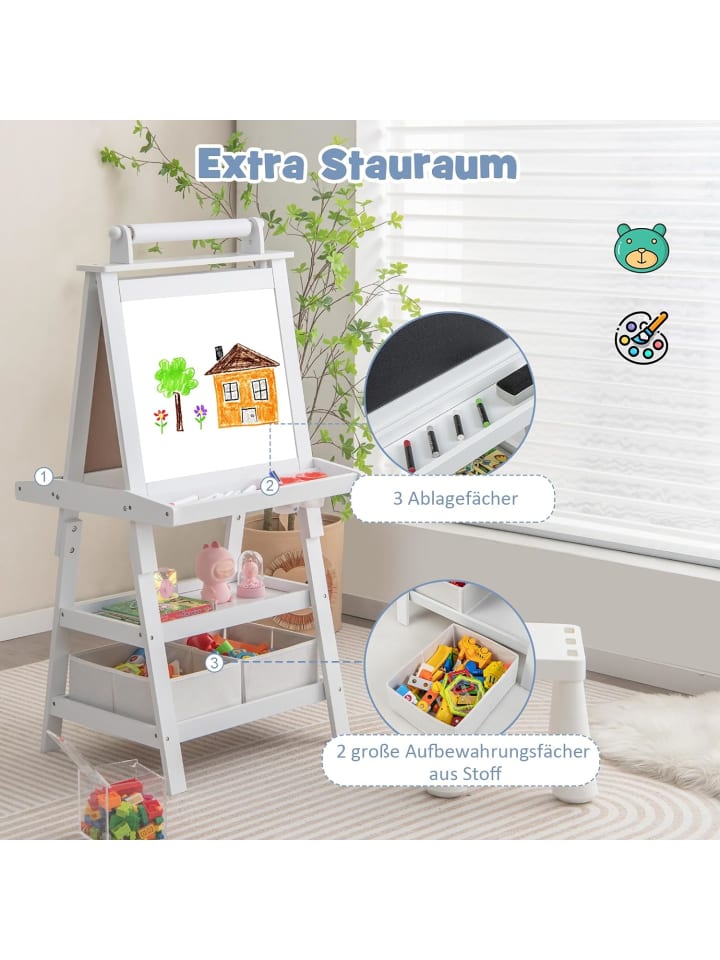 COSTWAY 3 in 1 Staffelei in Weiß günstig kaufen 50 x 60 cm