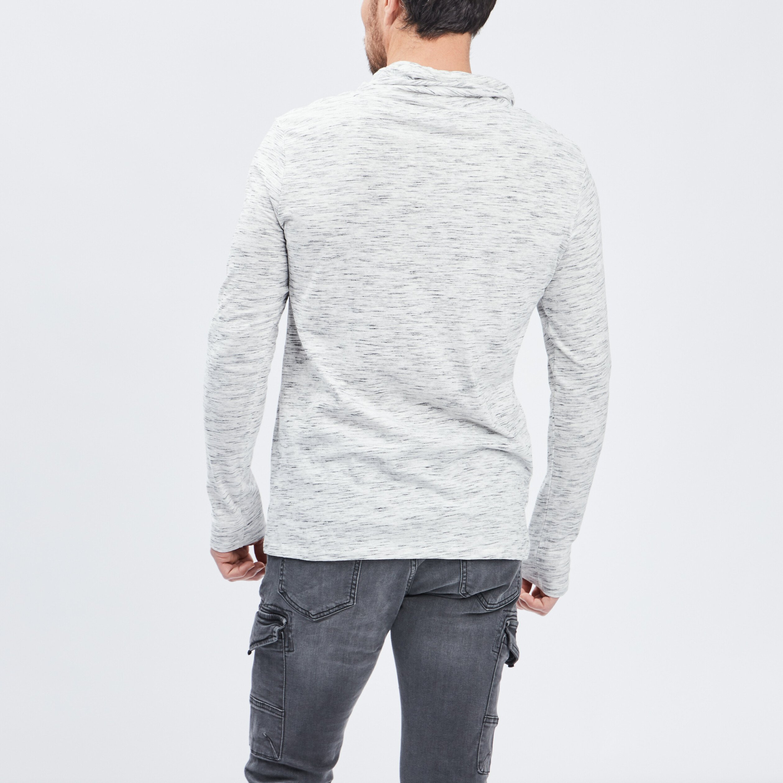 T-shirt manches longues col montant ecru homme | La Halle