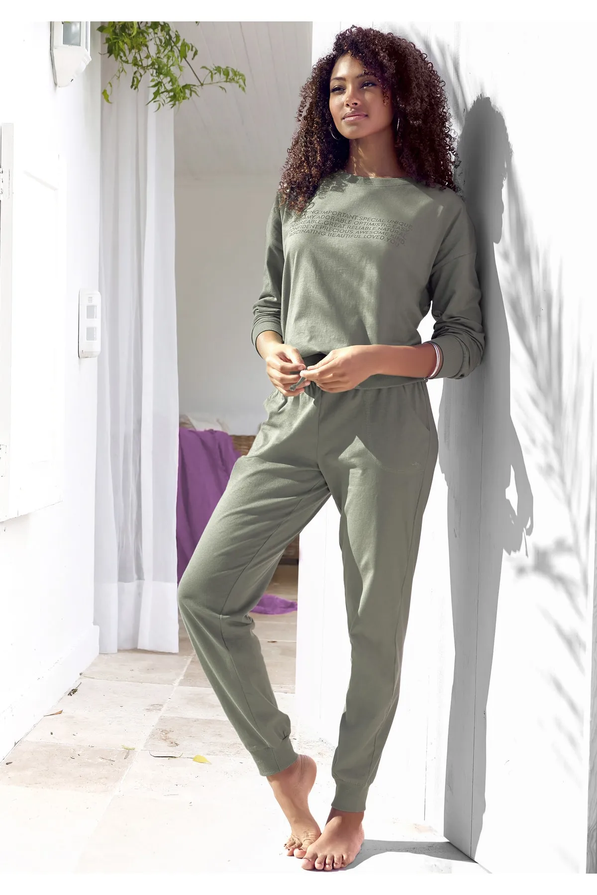 Kangaroos  Pyjama set - Khaki - Unifarben