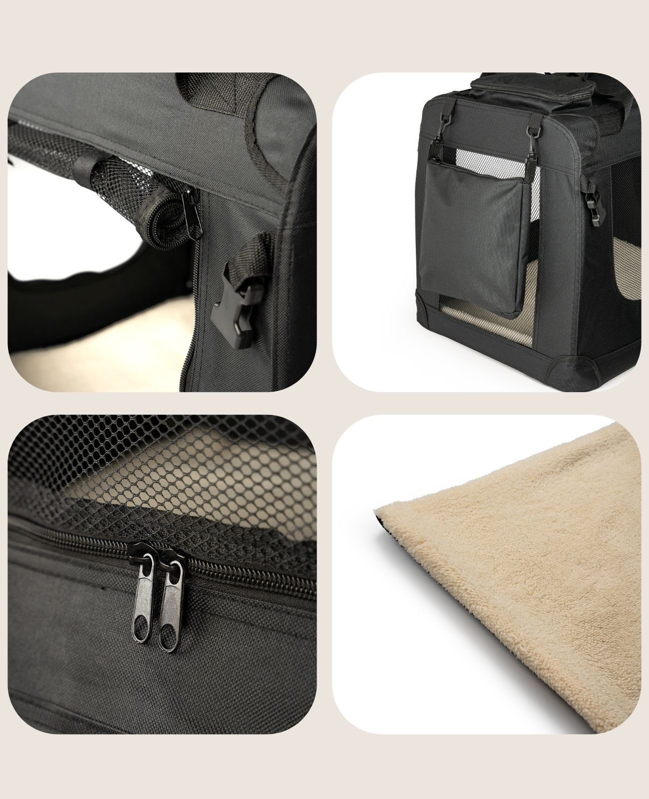 lionto Tiertransportbox Transportbox für Hunde & Katzen, 50 cm x 36 cm x 34 cm, schwarz