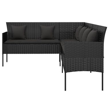 vidaXL Loungesofa Gartensofa in L-Form mit Kissen Schwarz Poly Rattan, 1 Teile