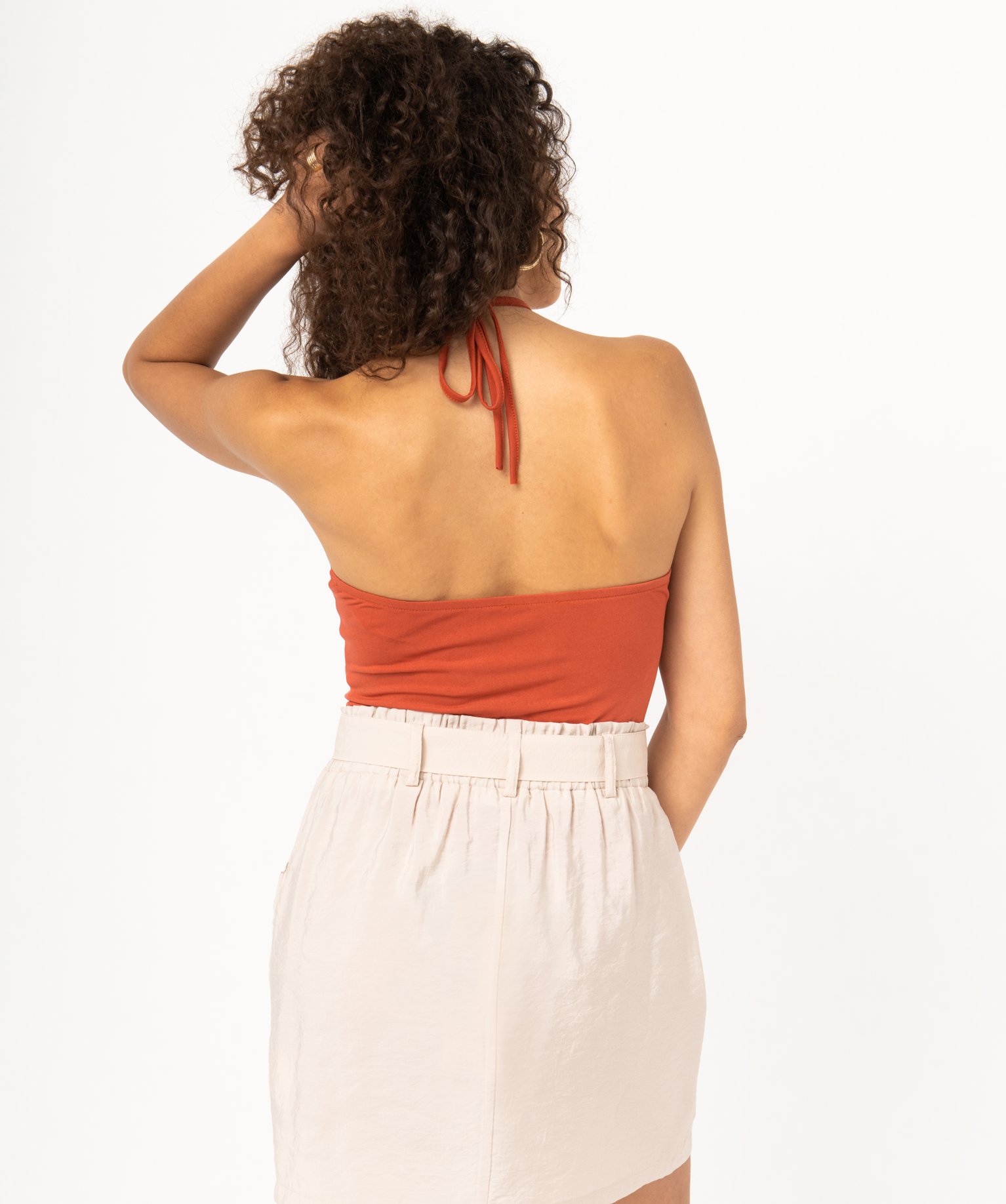 Débardeur à nouer autour du cou femme orange | GEMO
