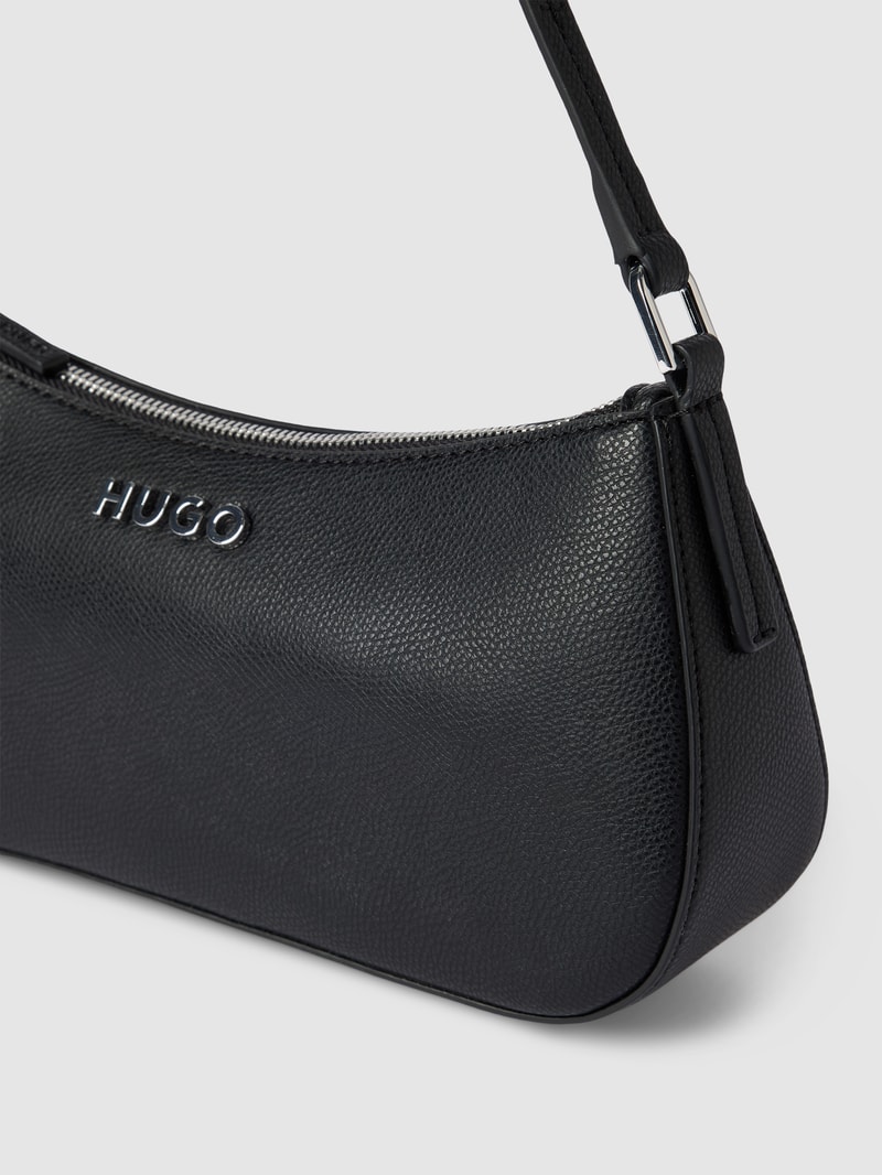 Hobo Bag mit Label-Applikation Modell 'CHRIS' in schwarz