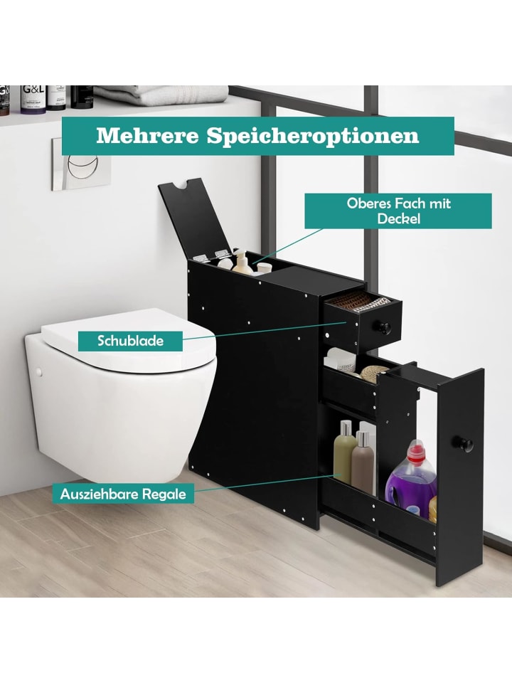 COSTWAY Nischenregal mit Schubladen in Schwarz günstig kaufen 48 cm