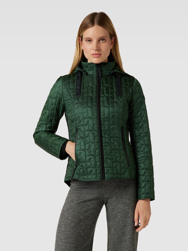 Steppjacke mit Strukturmuster in dunkelgrün