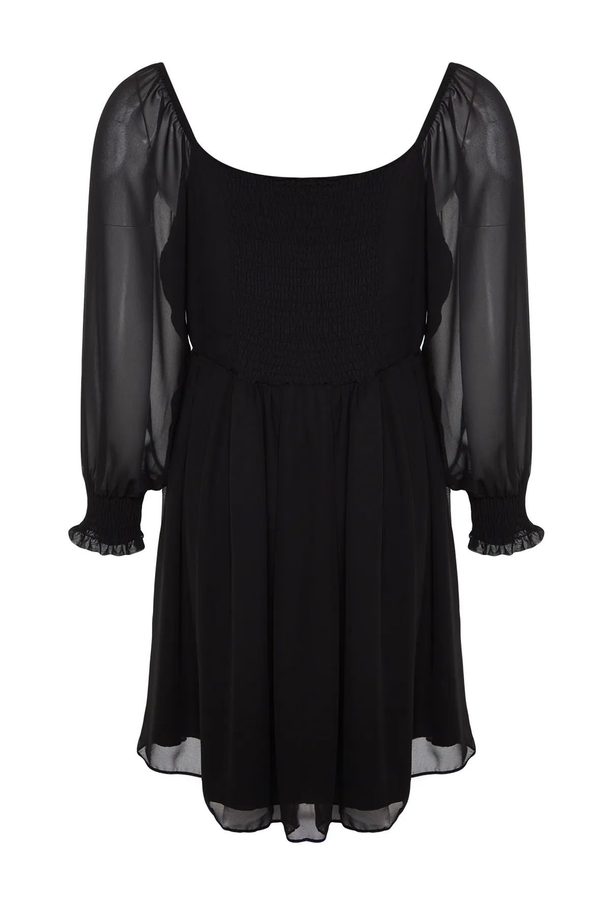 Trendyol Curve  Schwarzes gerades A-Linien-Minikleid aus Webstoff in Übergröße TBBAW24AH00076