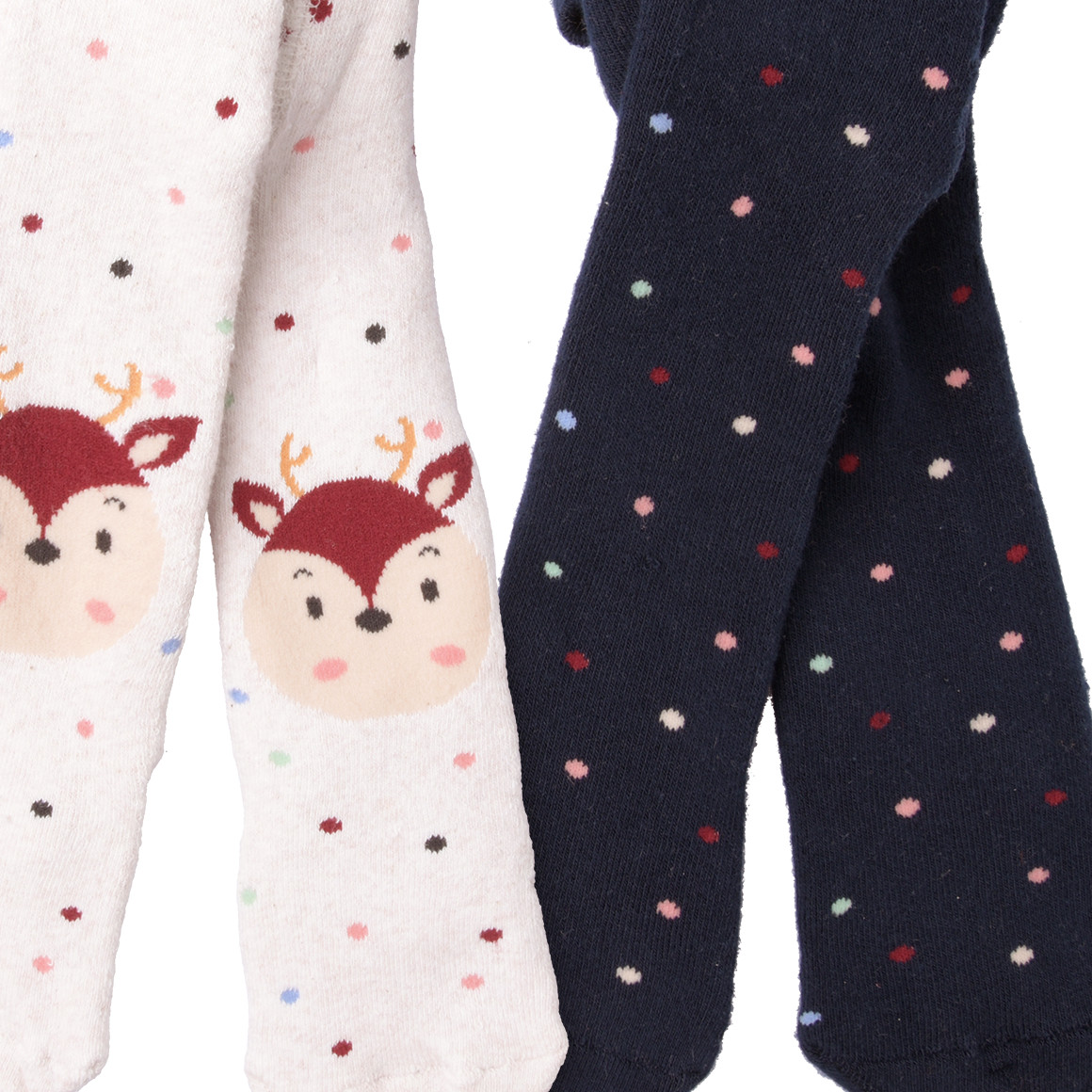 2 Baby Frottee-Strumpfhosen mit Pünktchen
