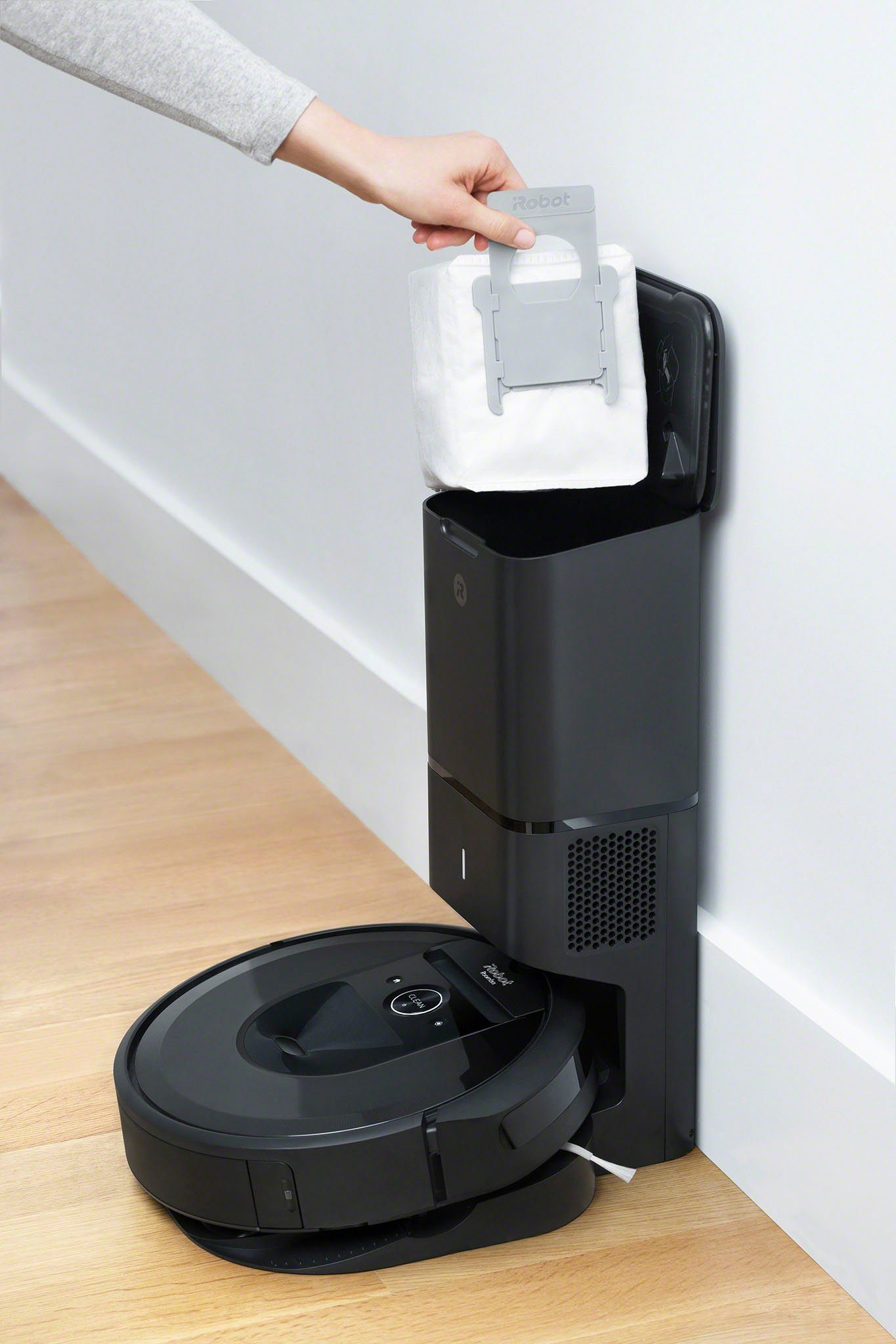 iRobot Saugroboter Roomba i7+ (i7558), mit Beutel, App-/Sprachsteuerung, Einzelraumkaritierung, Autom. Absaugstation