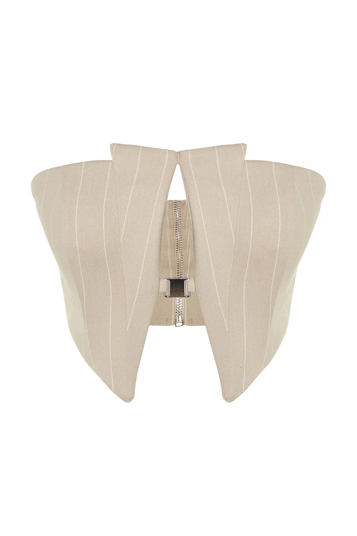 Trendyol Collection  Beigefarbenes Bustier mit kurzem Futter und gewebten Accessoires TPRSS23BS00049