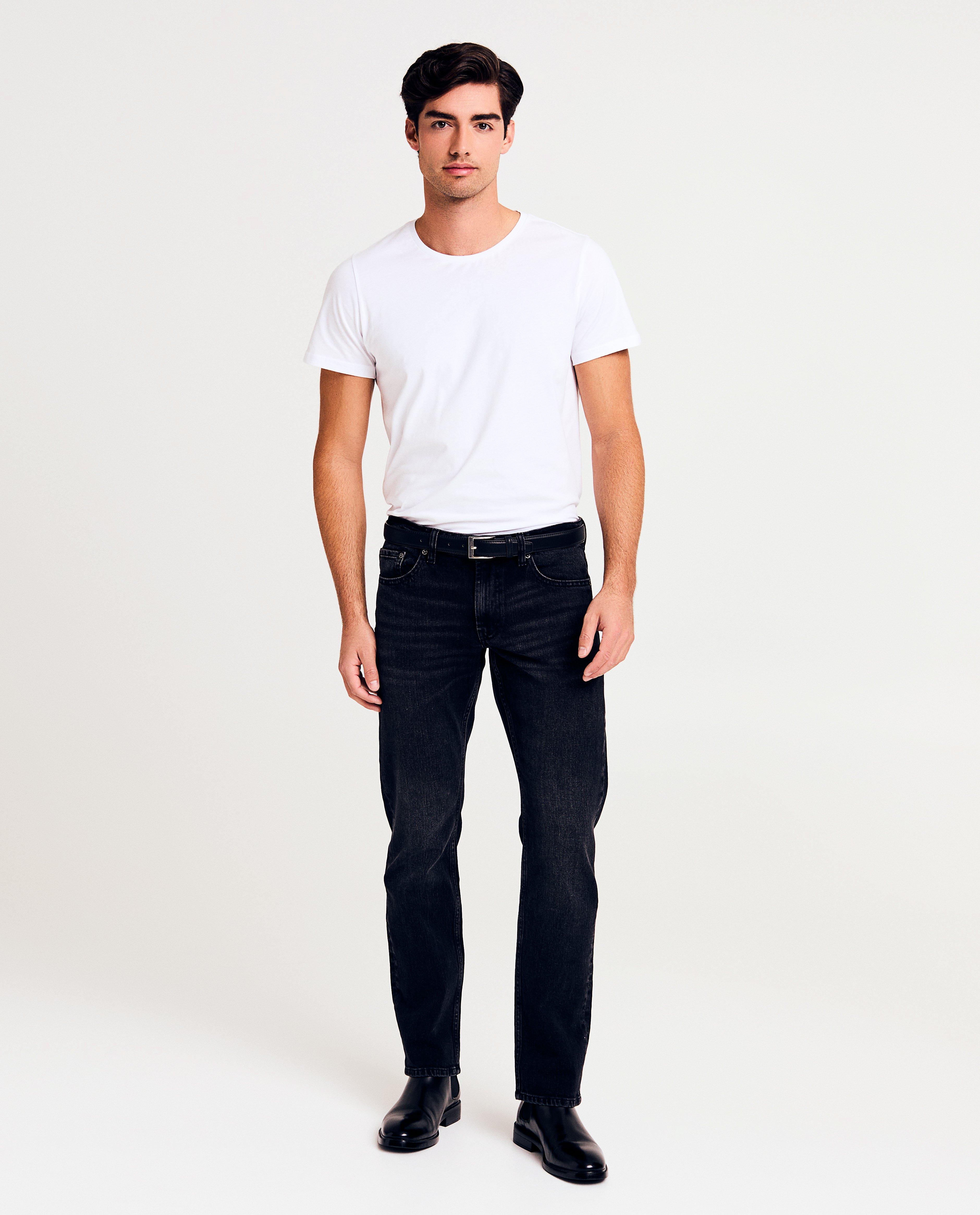 Svarta Quarterback-jeans, rak passform, svarta