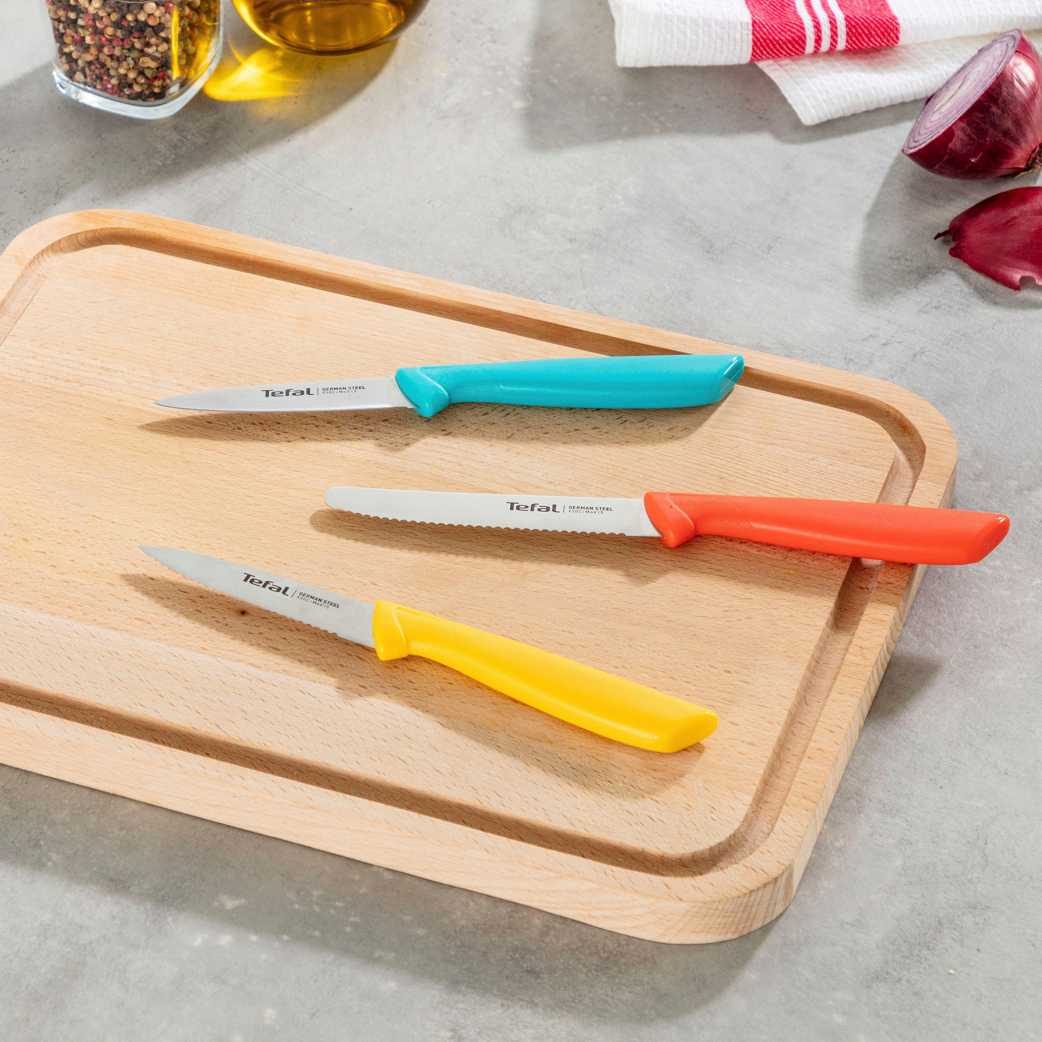 Tefal Messer-Set K273S3 Colorfood (Set, 3-tlg), Edelstahl, korrosionsbeständig, ergonomisch, sicher
