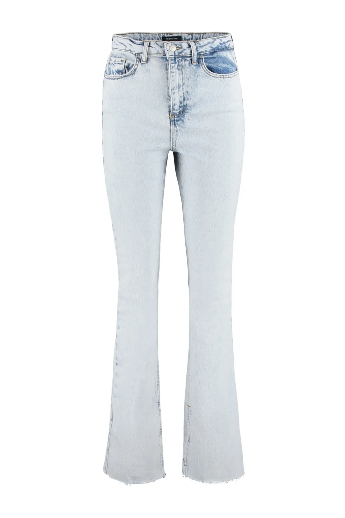 Trendyol Collection  Blaue Schlagjeans mit Schlitz und hoher Taille TWOAW22JE0382