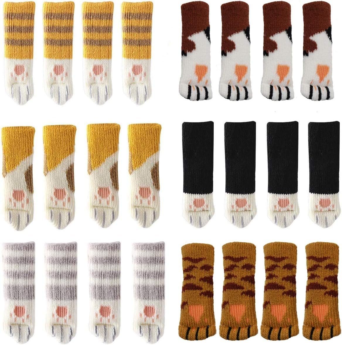 KINOMI Stuhlsocke 24 Socken für Stühle Möbel Zubehör Katzenpfoten, (Set, 24 St), Katzenpfoten Süß Anti-Rutsch Stuhlbeinsocke Bodenschutz (6 Sätze)