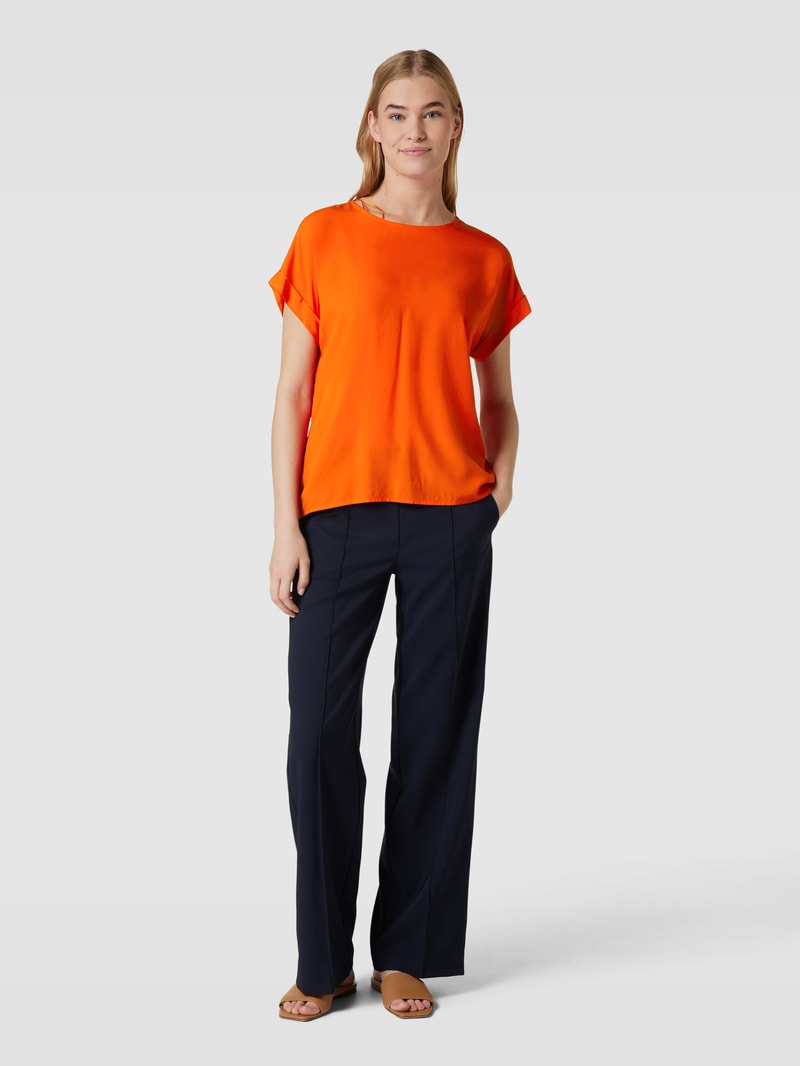 Blusenshirt aus reiner Viskose mit Kellerfalte in dunkel orange