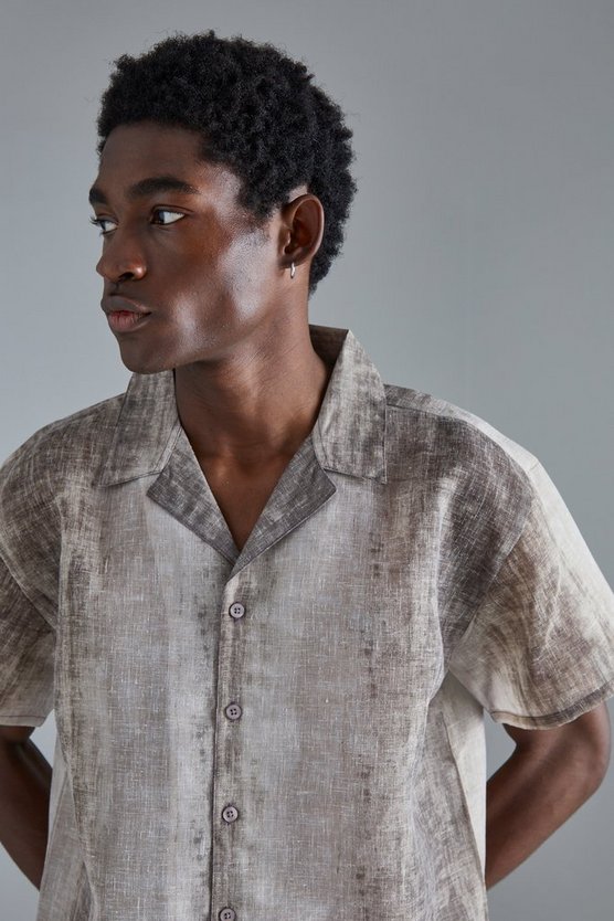 Kastiges transparentes Batik Hemd mit kurzen Ärmeln