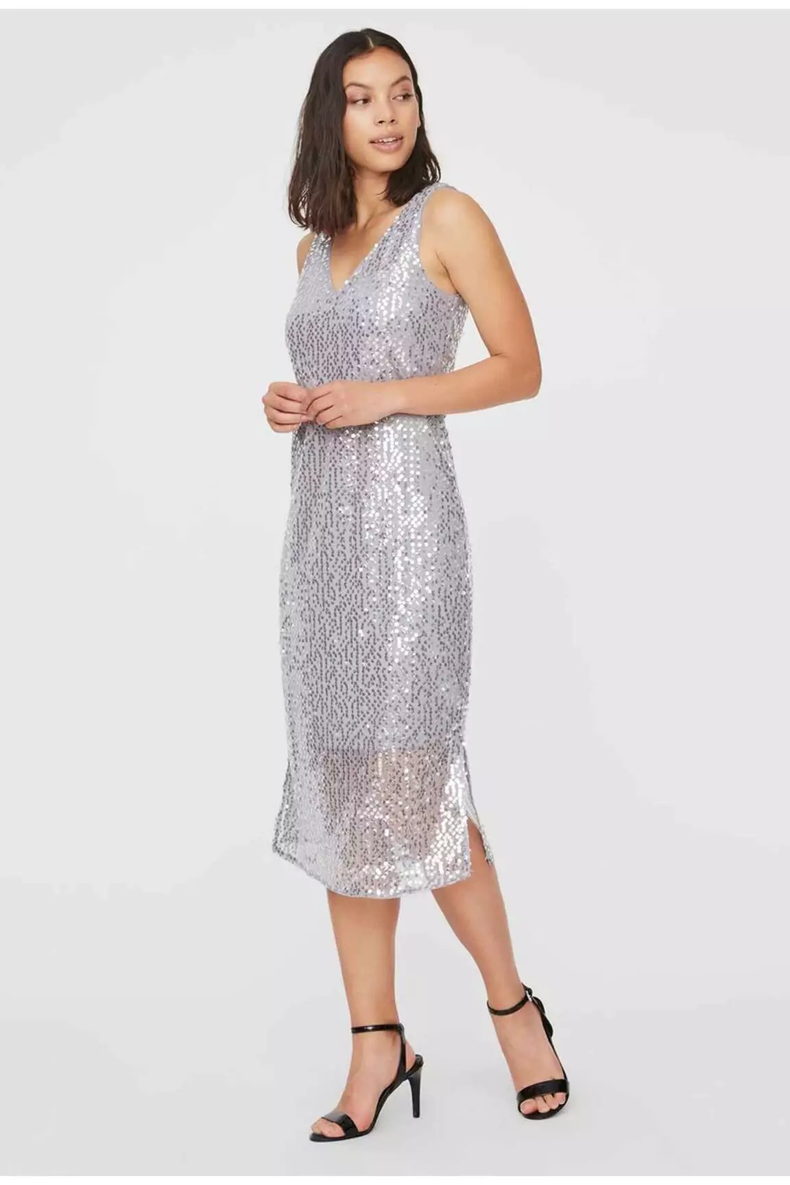 Vero Moda Robes Mi Longues Femme couleur gris