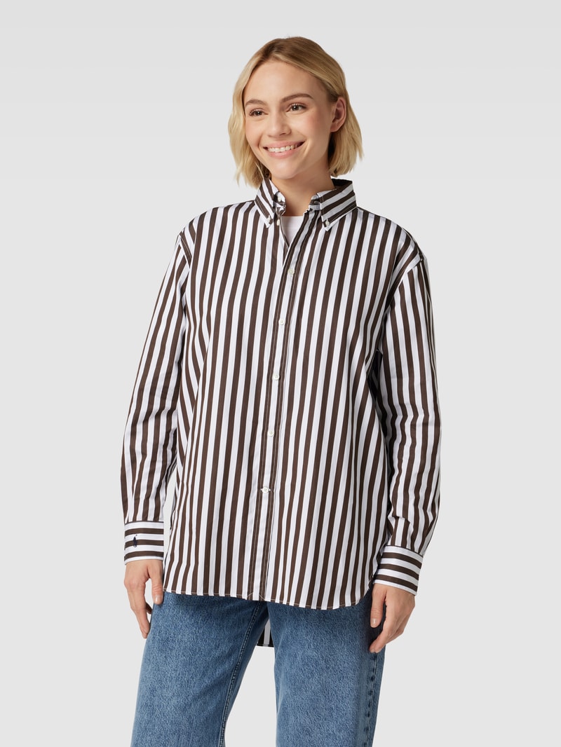 Bluse mit Streifenmuster in hellbraun