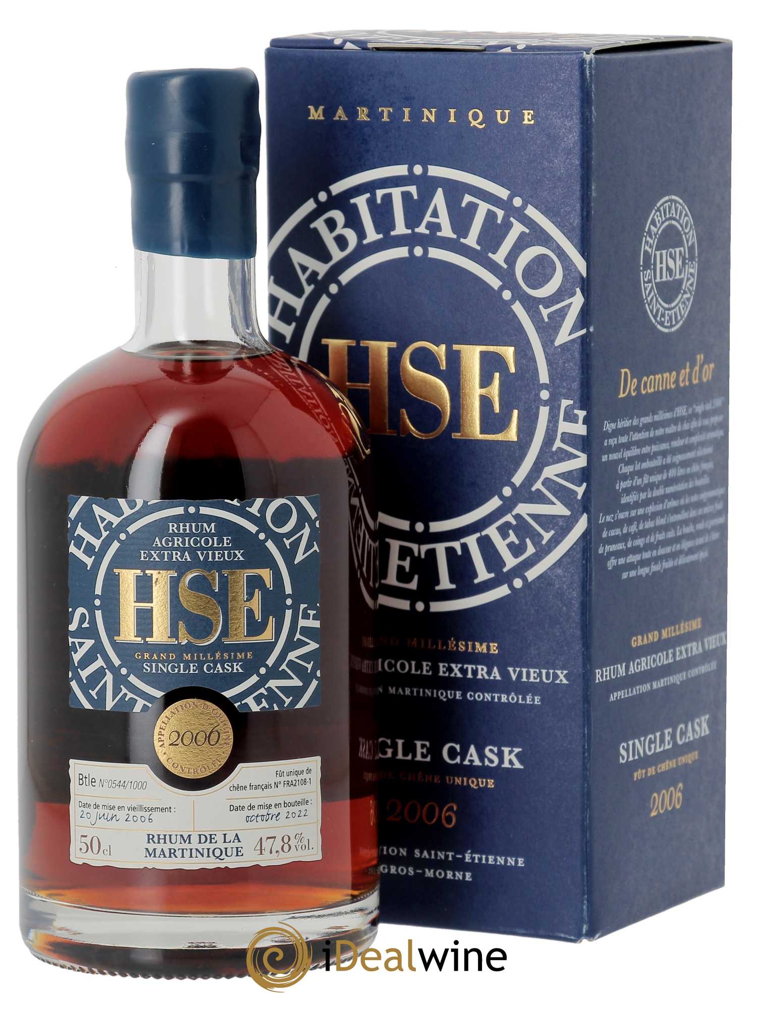 Rhum HSE Rhum Agricole Extra Vieux Single Cask (70cl) 2006 - Lot de 1 Bouteille
