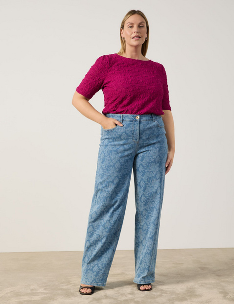 Weite Jeans mit Spitzen-Druck Carlotta