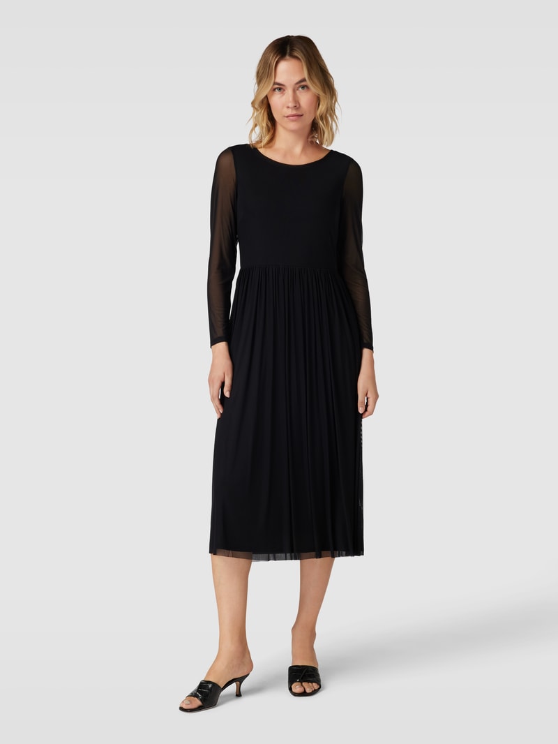 Midikleid mit semitransparenten Armen in schwarz