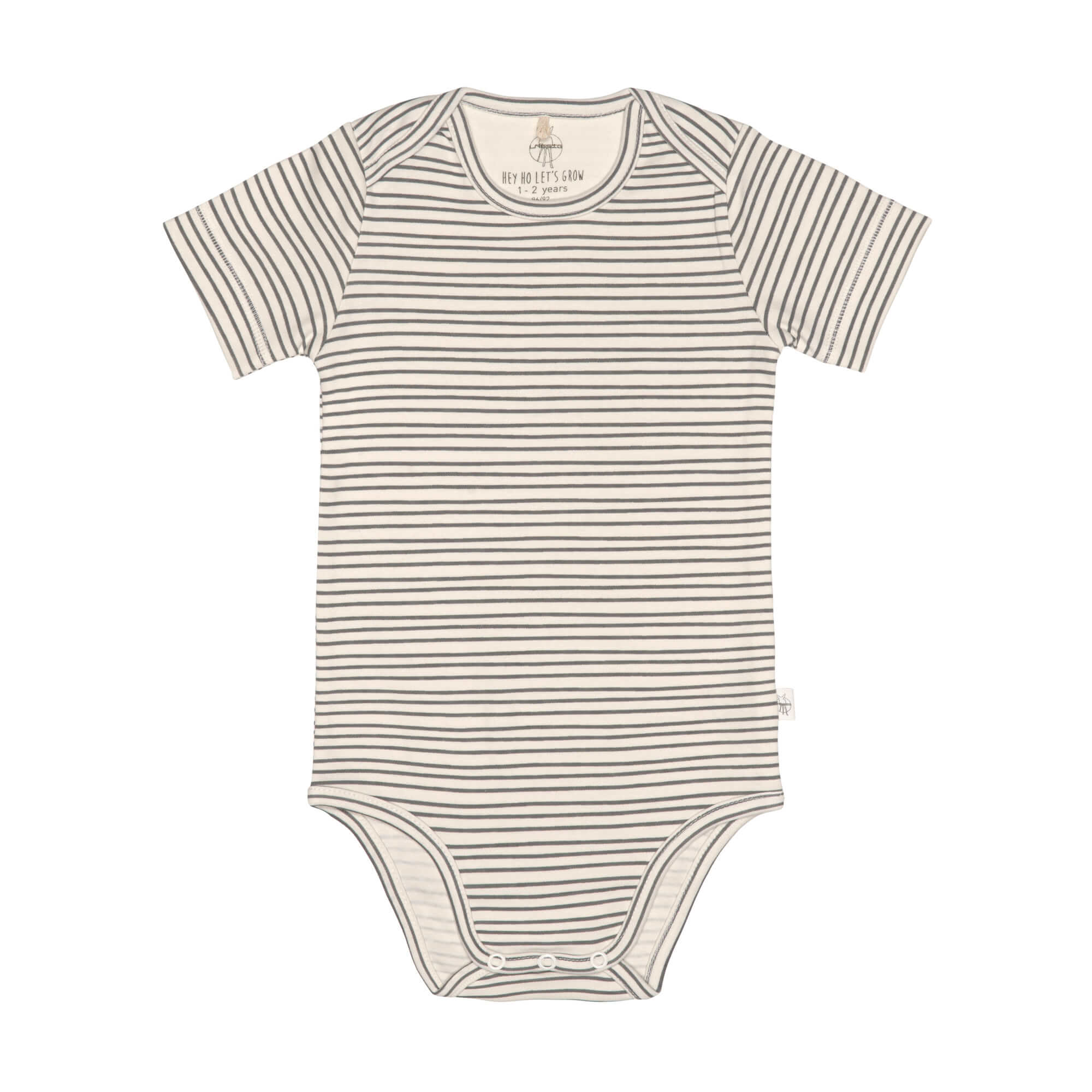 Baby Body kurzarm - Bio Baumwolle, Streifen, Grau