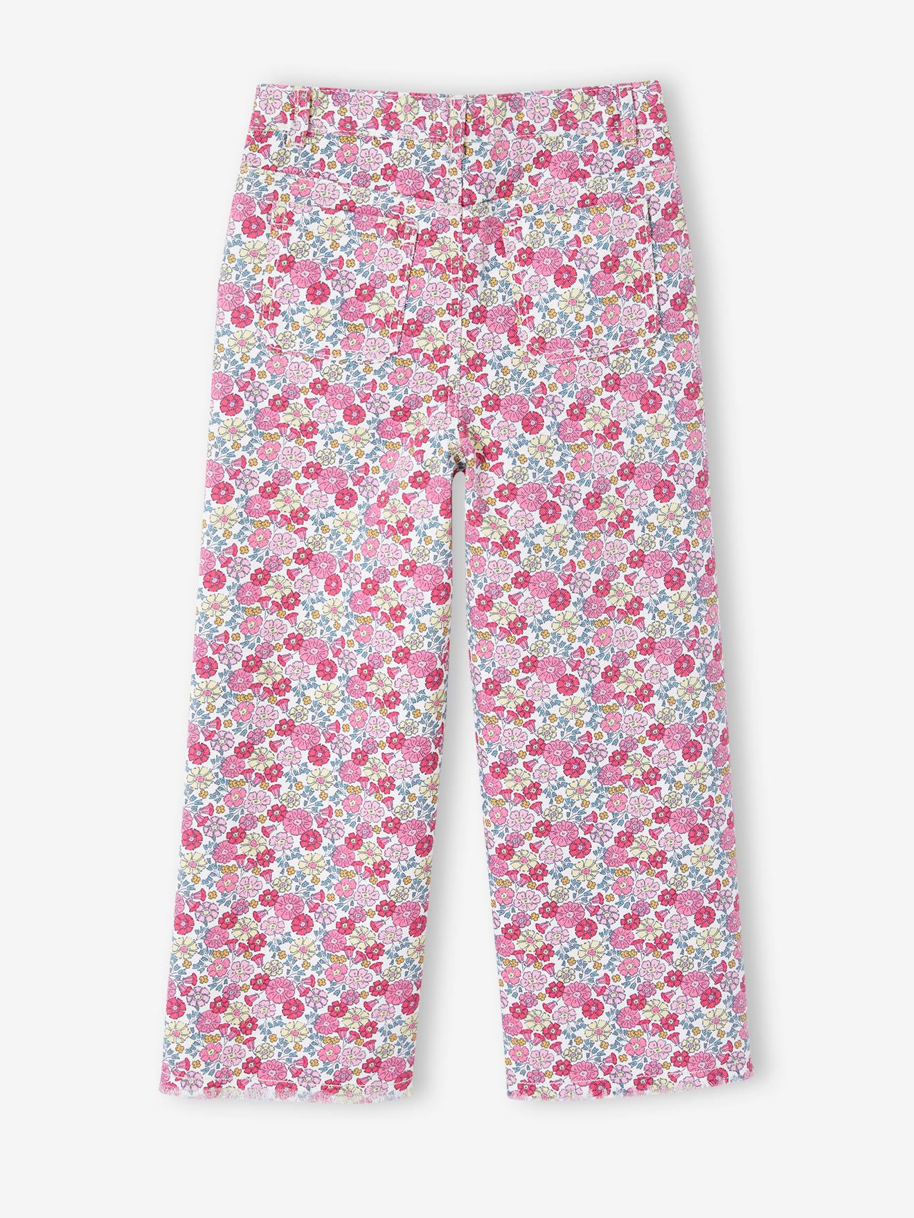 Vertbaudet Weite Mädchen Hose mit Blumen - rosa