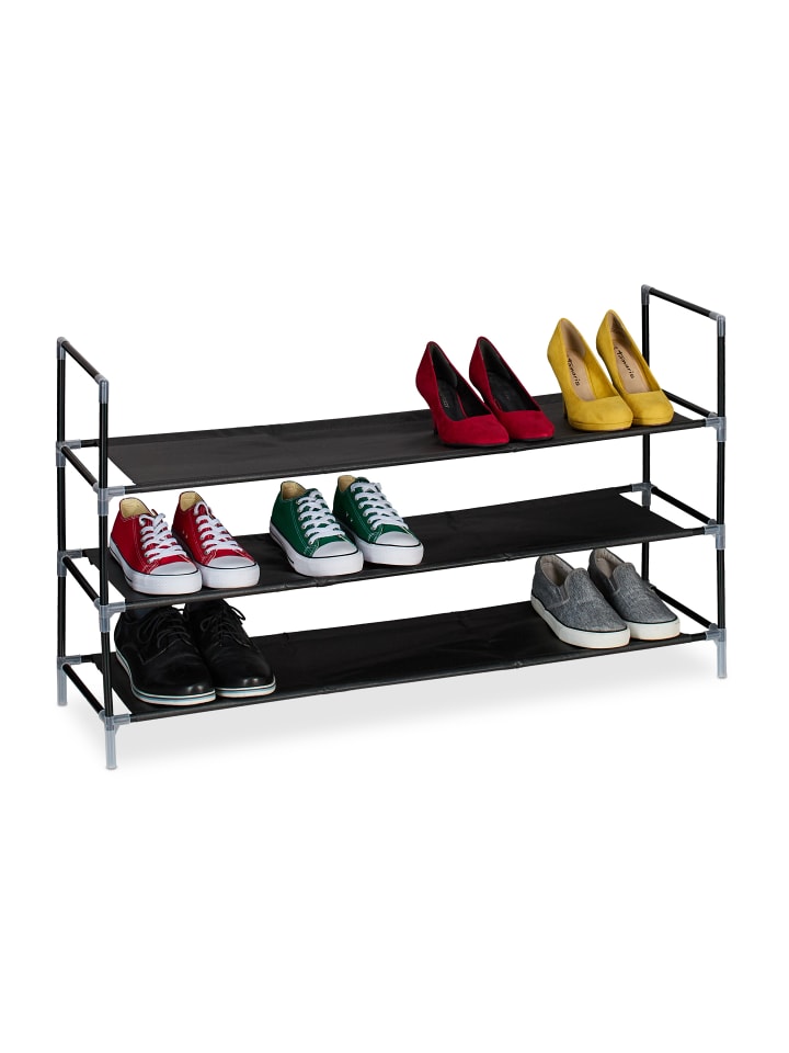 relaxdays Schuhregal in Schwarz/ Transparent - (B)100 x (H)58 x (T)28 cm günstig kaufen onesize