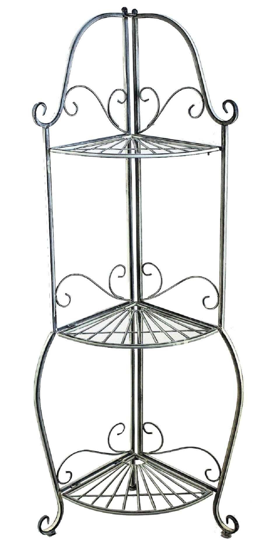 DanDiBo Eckregal Eckregal Romance 20113 Regal aus Metall 125 cm Badregal Antik Grau Küchenregal