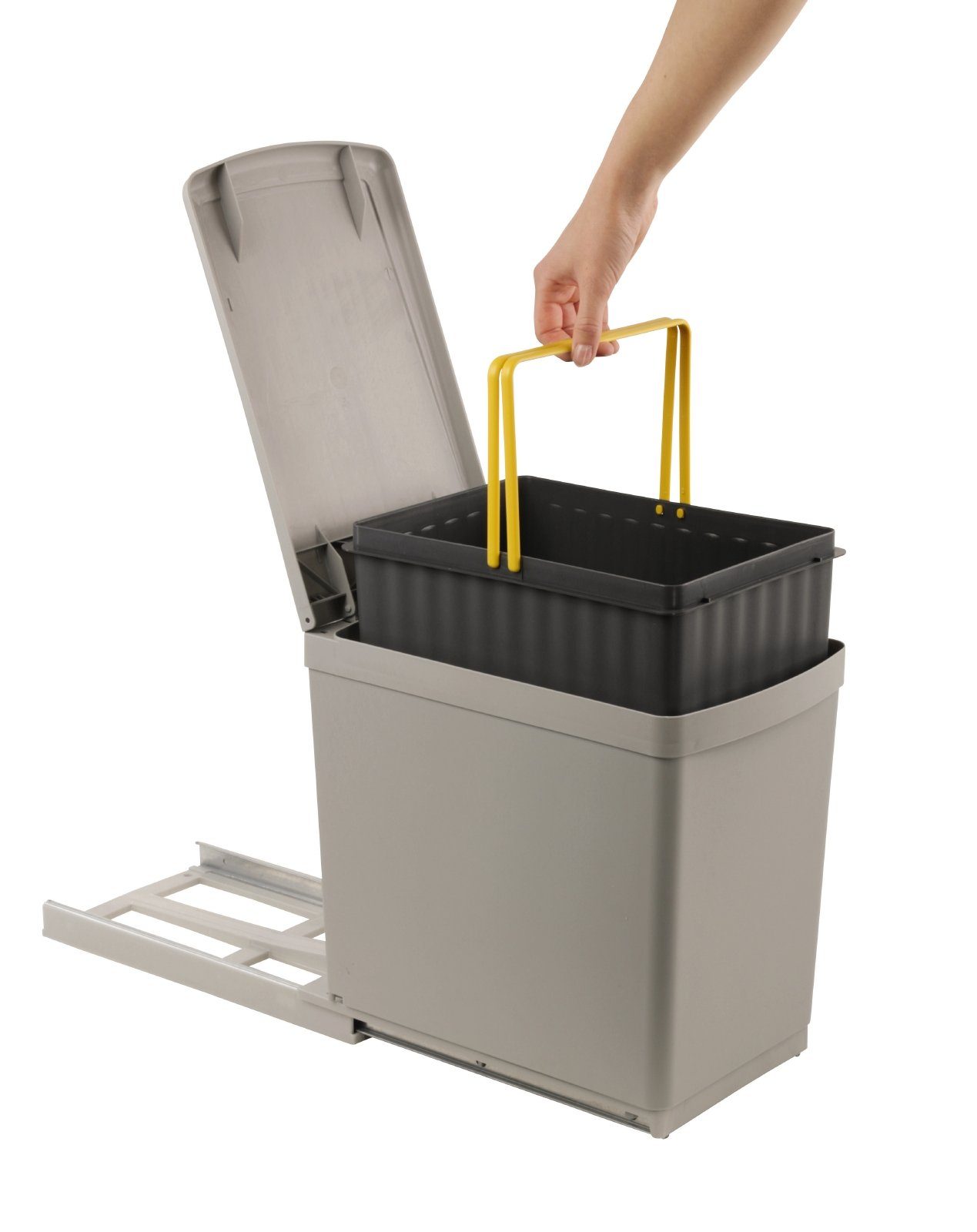 SANITOP WINGENROTH Einbaumülleimer, 1 Fach 16 Liter, ausziehbar, Henkel-Eimer, Schienengestell, 280136