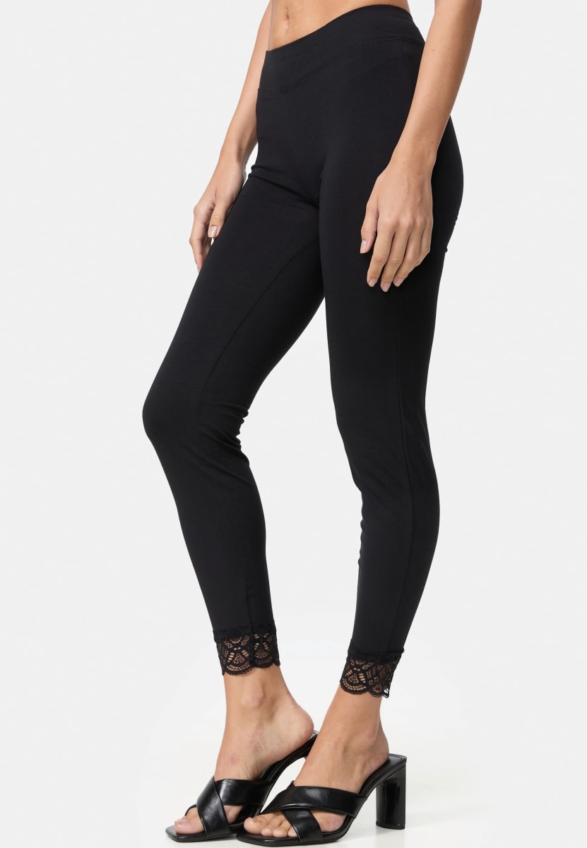 Leggings mit Spitzenborte schwarz Gr. 40/44, 1 St