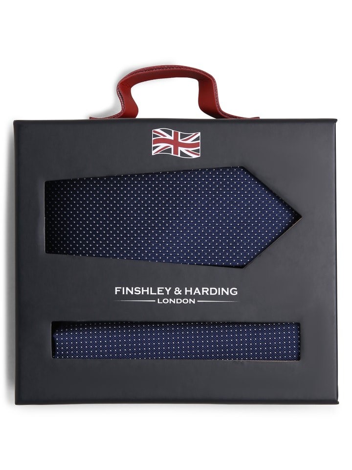 Finshley & Harding London Krawatte und Einstecktuch in marine - 0004 günstig kaufen onesize