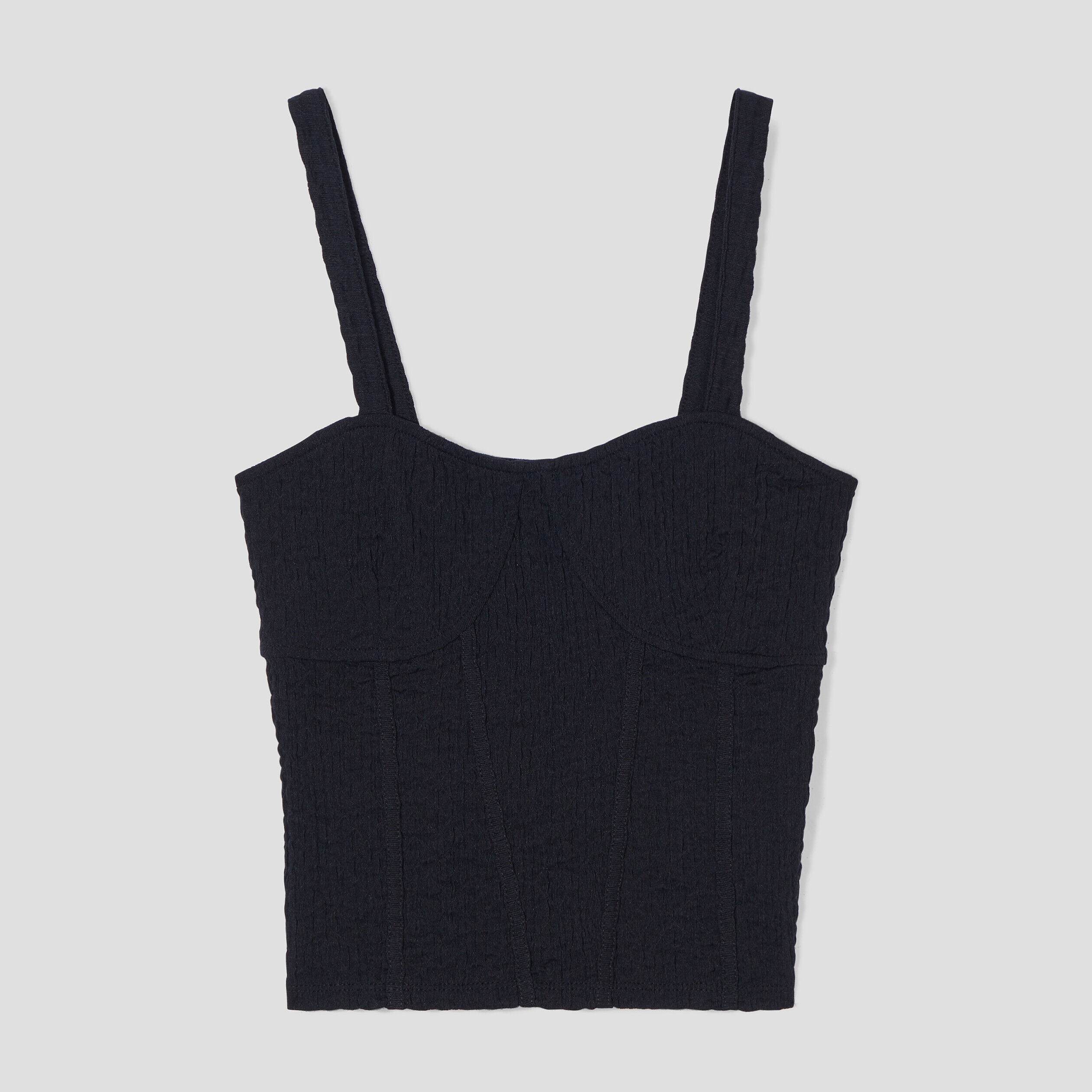 Débardeur bustier gauffré noir femme | Cache Cache