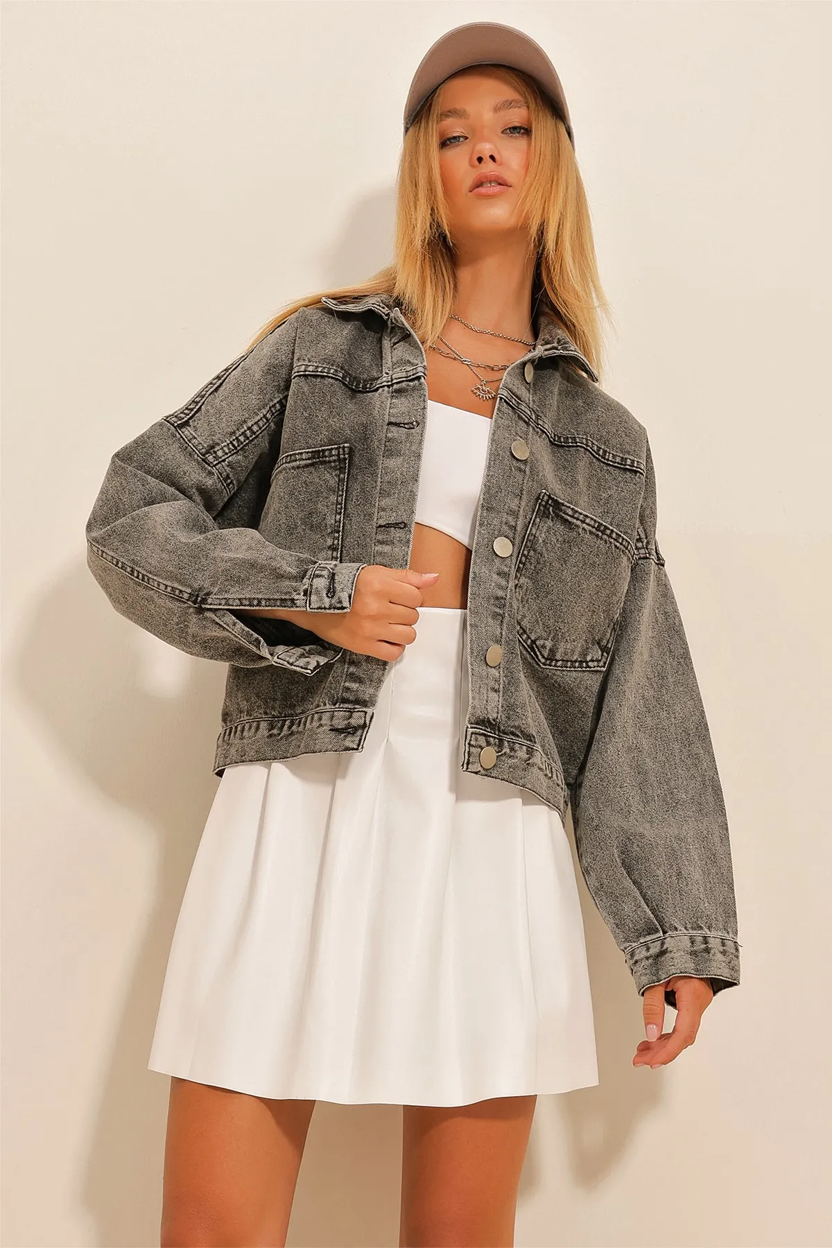 Trend Alaçatı Stili  Jacke - Grau - Regular Fit