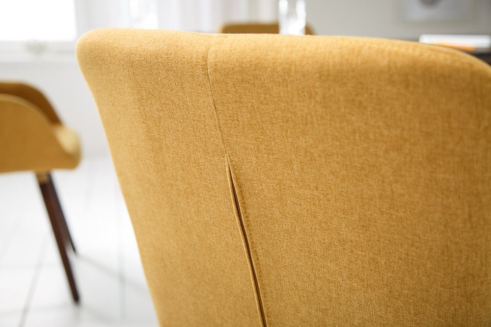 riess-ambiente Polsterstuhl SCANDINAVIA MEISTERSTÜCK senfgelb / braun (Einzelartikel, 1 St), Esszimmer · Webstoff · Massivholz · mit Armlehne · Retro Design