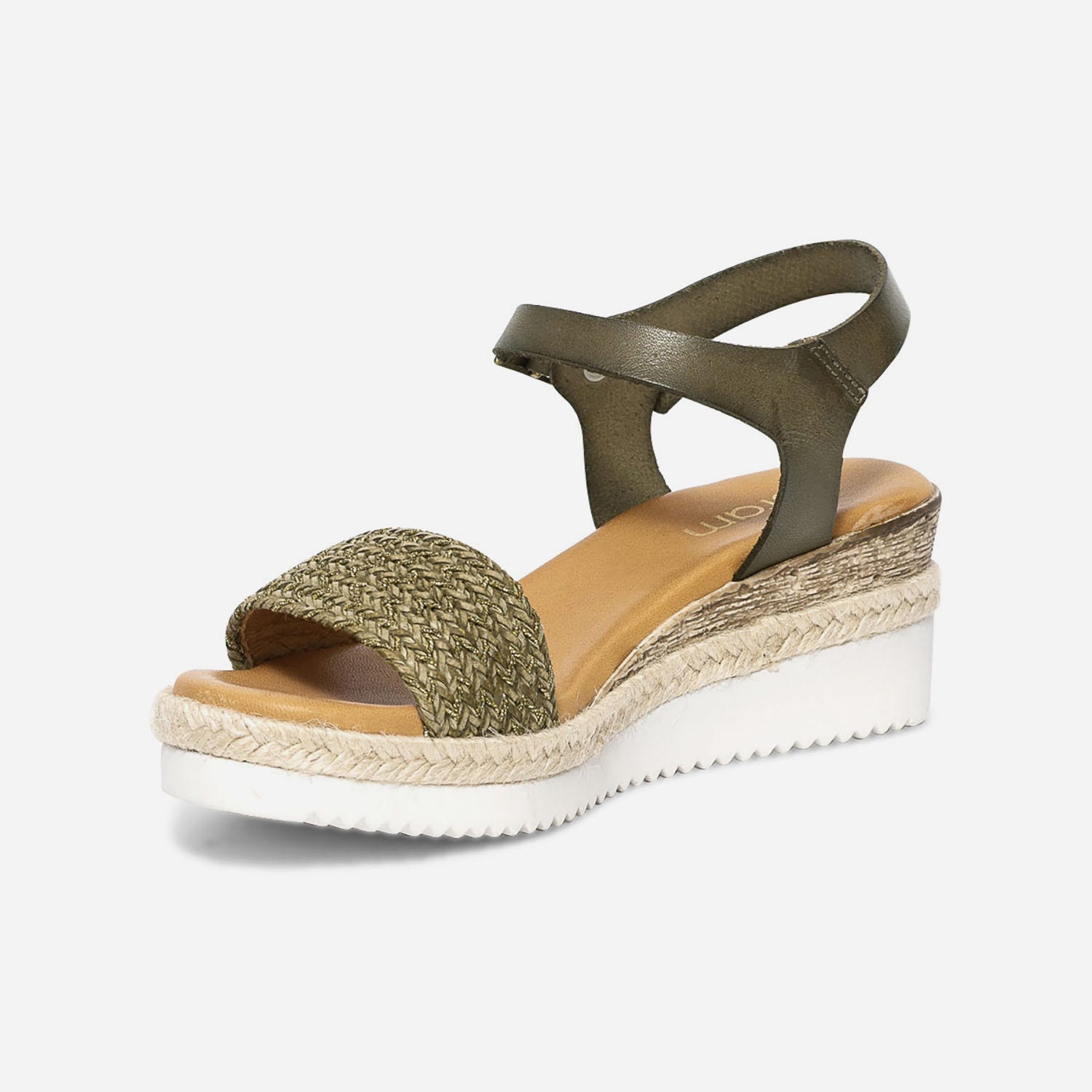 Sandale kaki en cuir avec bride tressée
