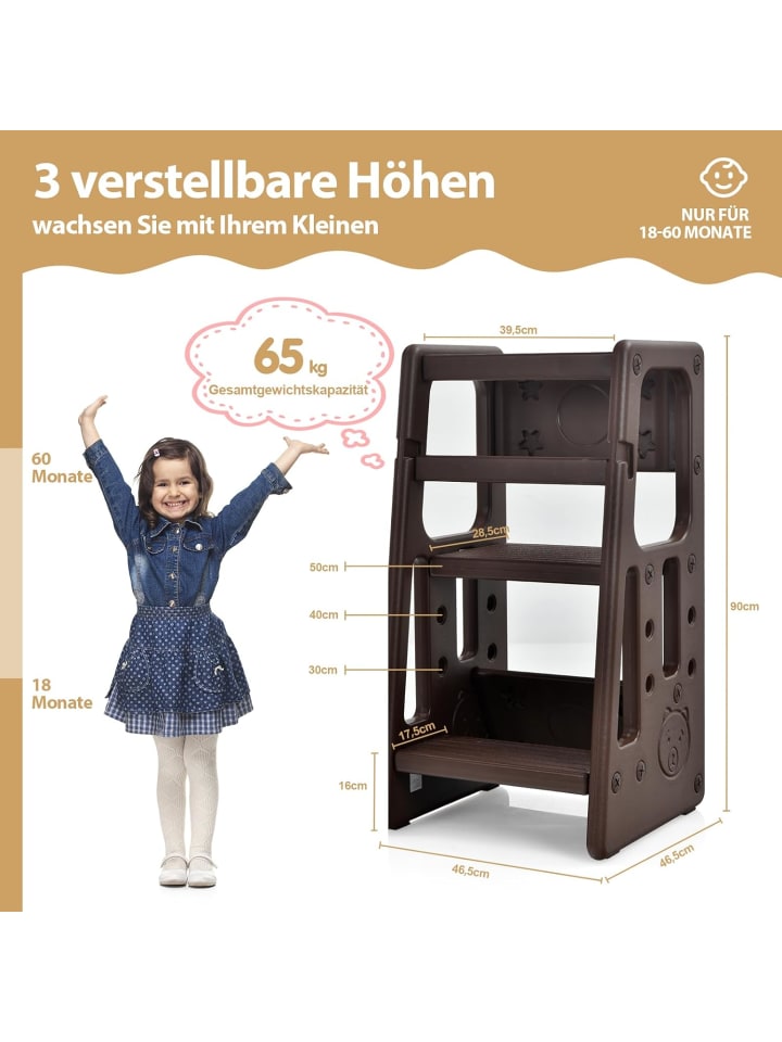 COSTWAY 2 Stufen Lernturm in Braun günstig kaufen 90 cm