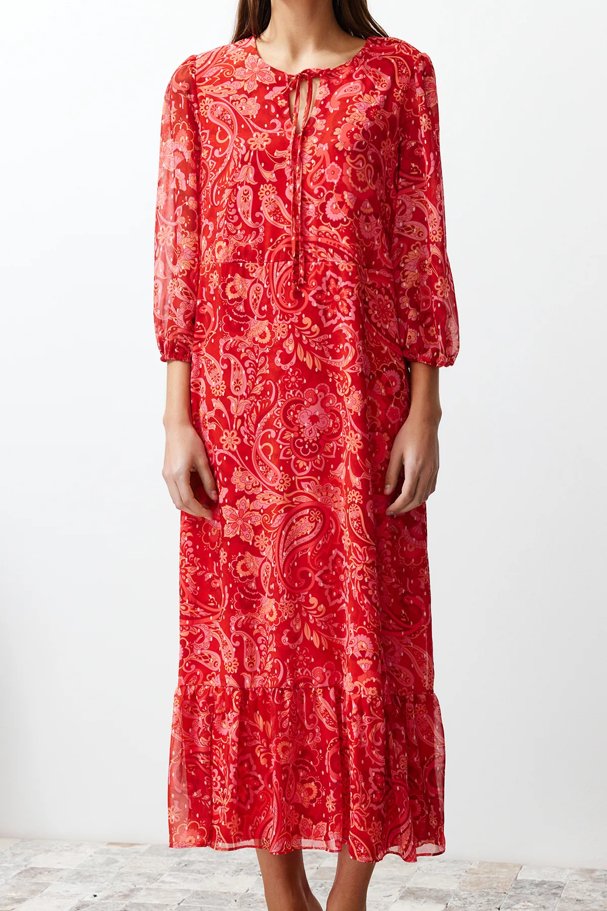Trendyol Collection  Rosa gewebtes Maxikleid TWOSS24EL00639