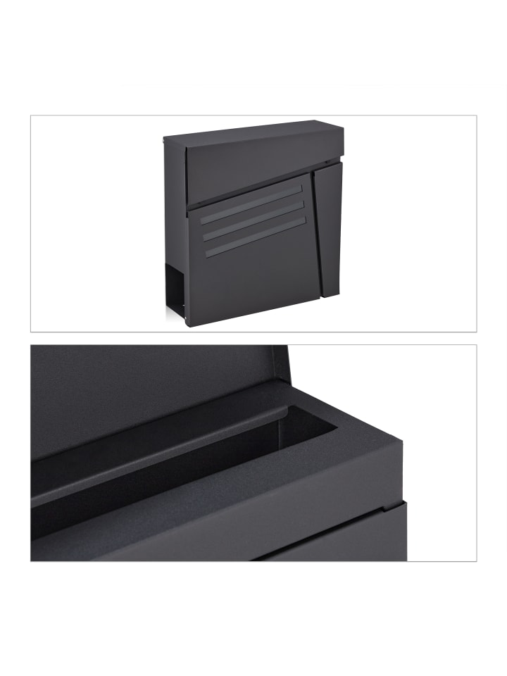 relaxdays Briefkasten in Schwarz günstig kaufen onesize